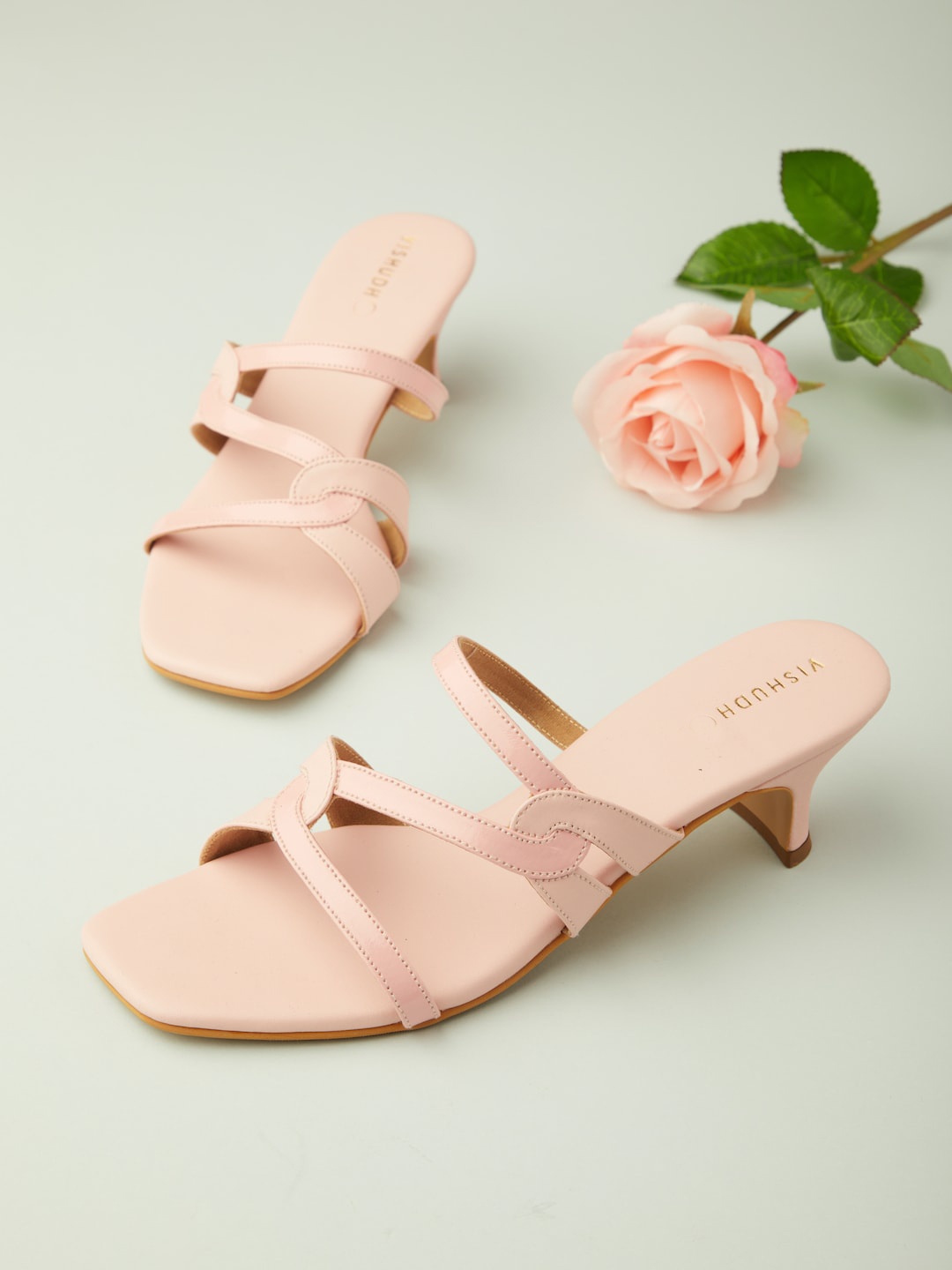 

Vishudh Open Toe Slim Heels With Open Back, Pink