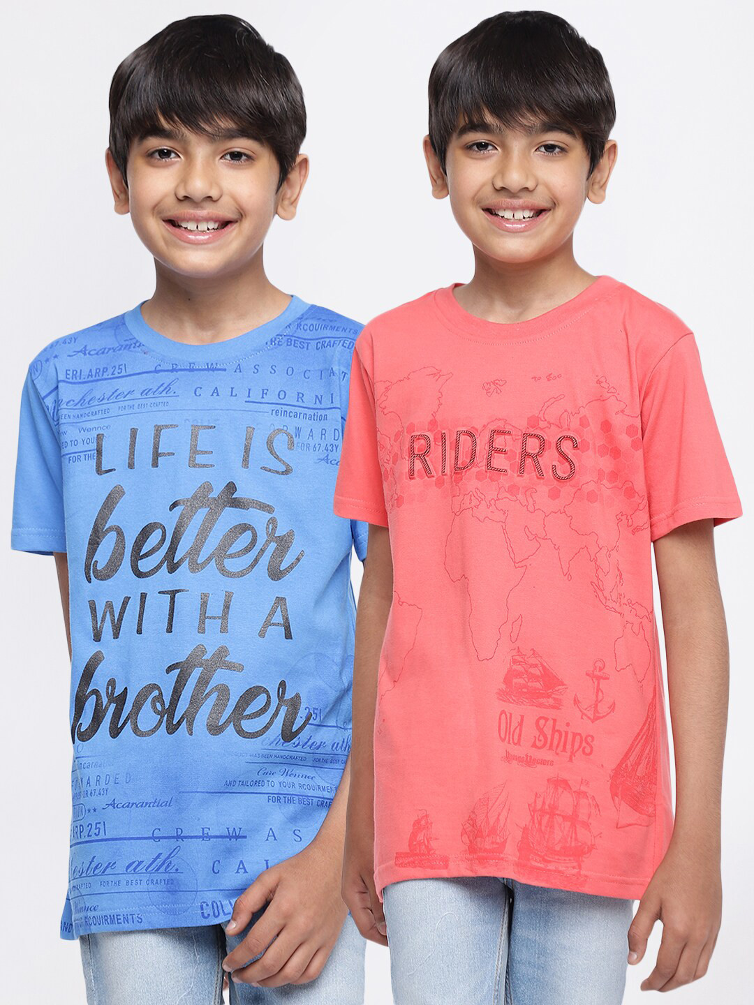 

HOMEGROWN Boys Pack Of 2 Typography Printed T-shirt, Red