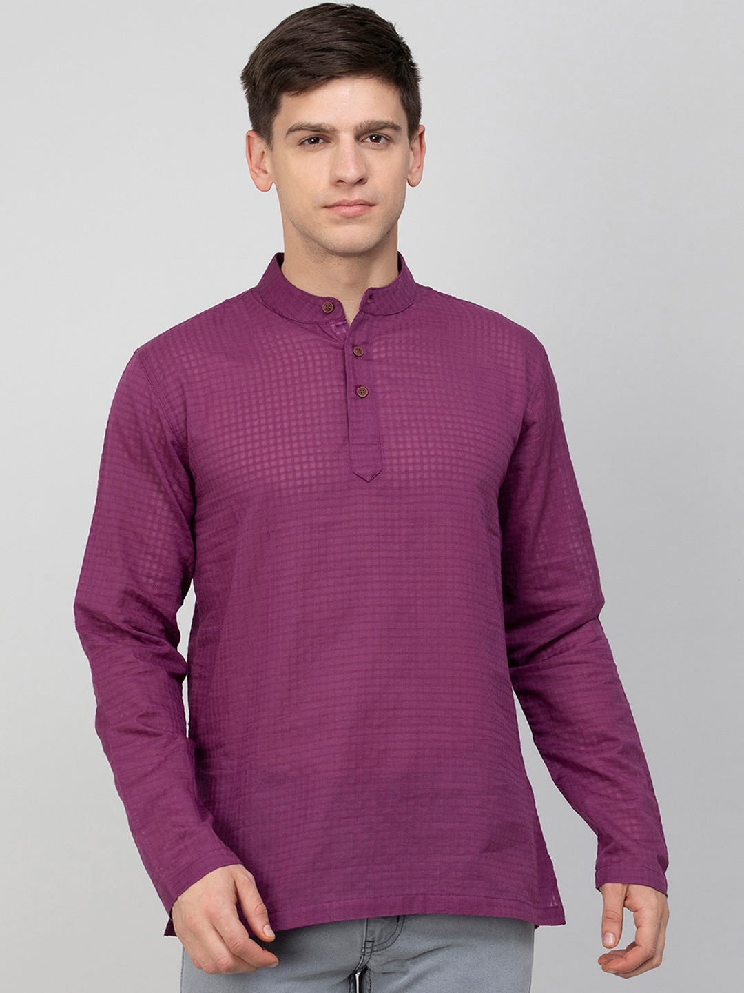 

Melange by Lifestyle Checked Cotton Kurta, Purple