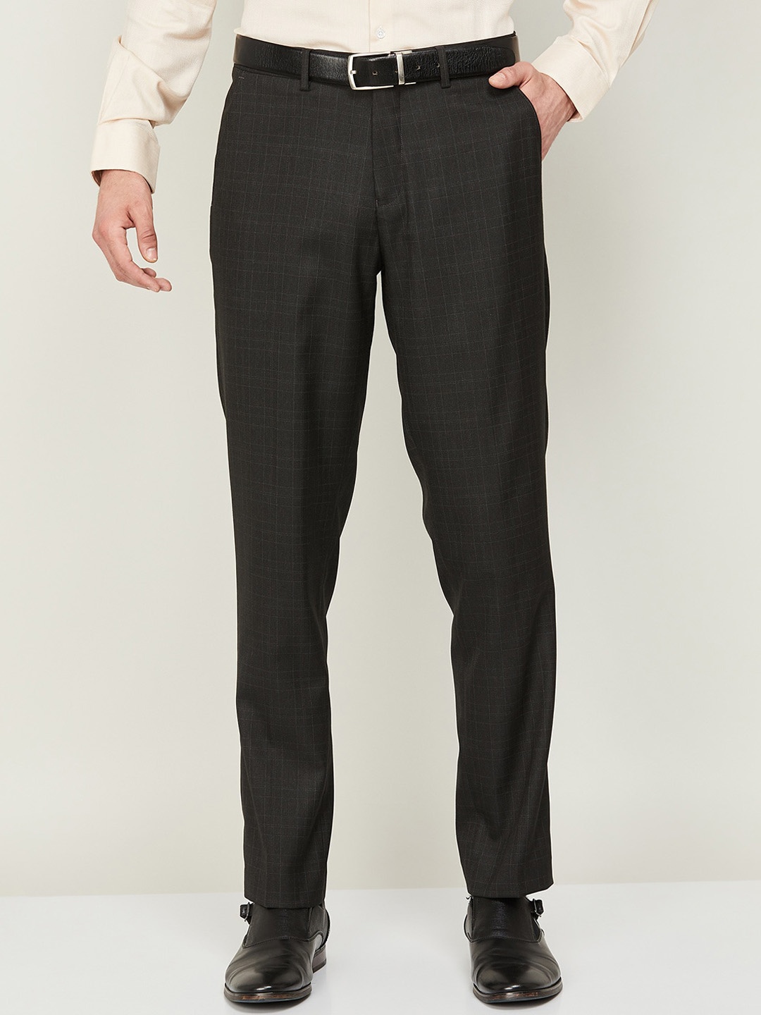 

CODE by Lifestyle Men Slim Fit Formal Trousers, Charcoal