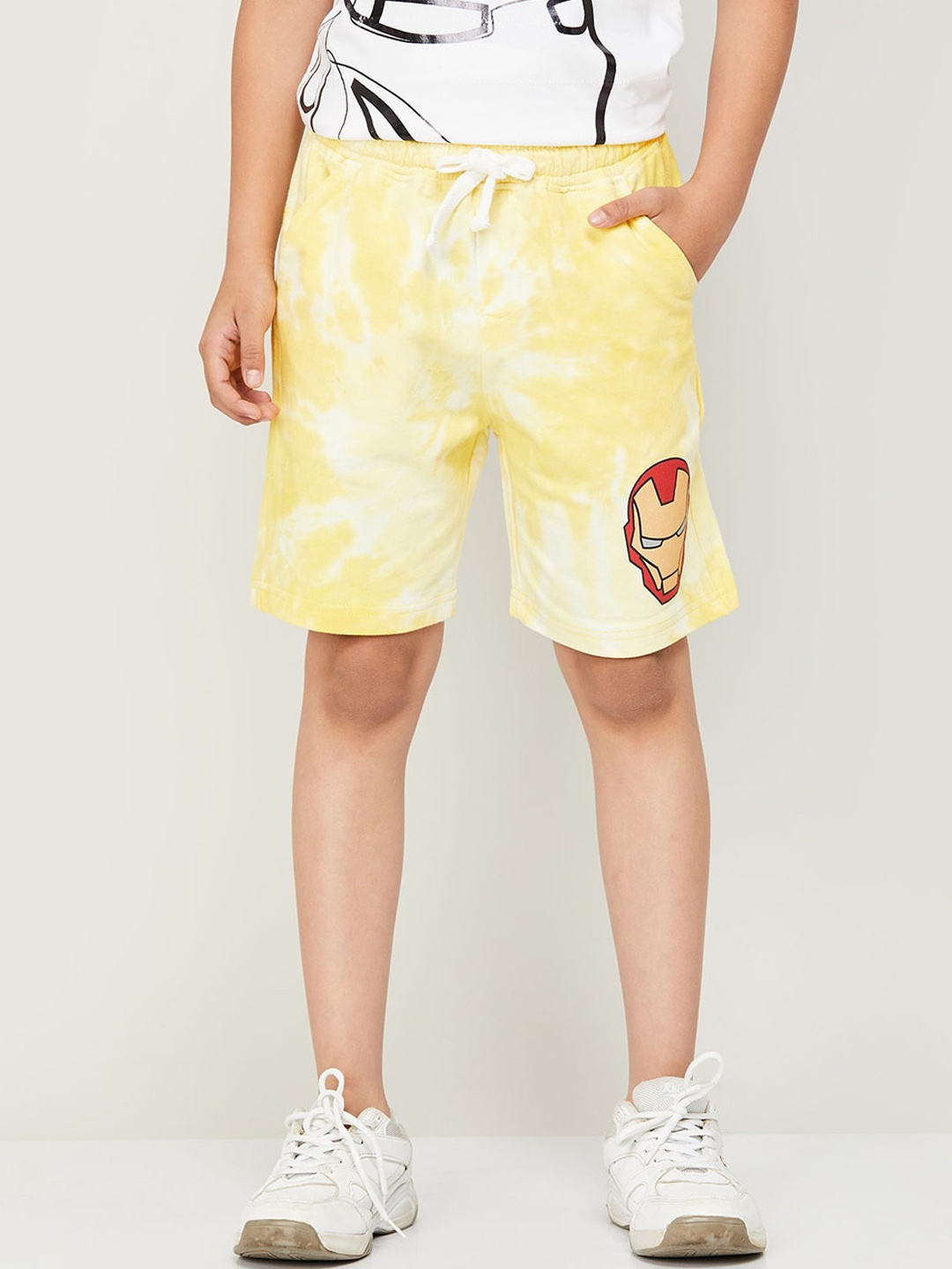 

Fame Forever by Lifestyle Boys Cotton Iron Man Printed Mid-Rise Shorts, Yellow