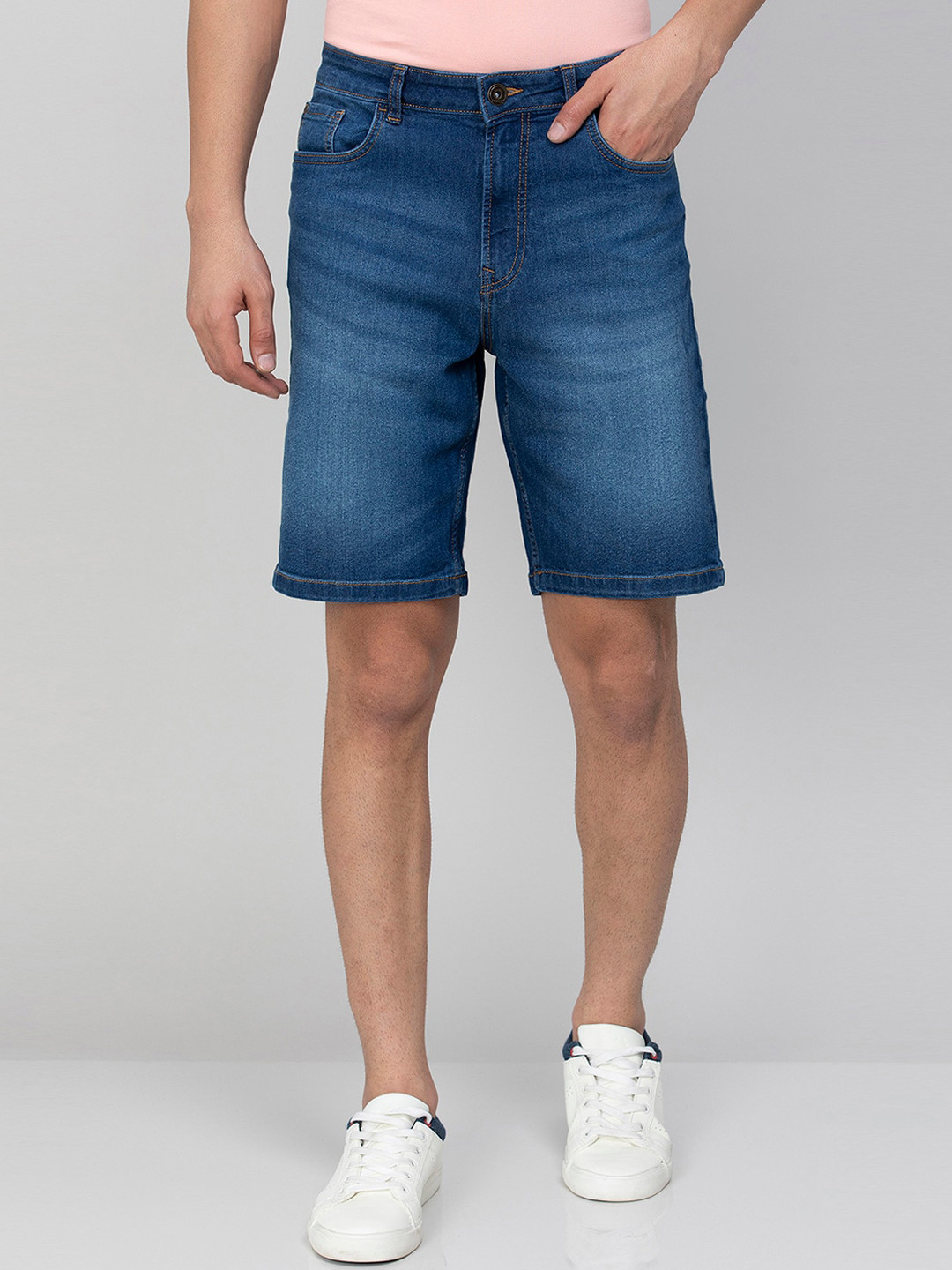 

Forca by Lifestyle Men Cotton Washed Denim Shorts, Blue