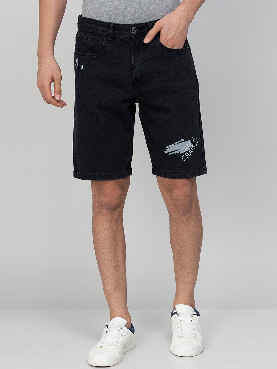 

Forca Men Cotton Denim Shorts, Black