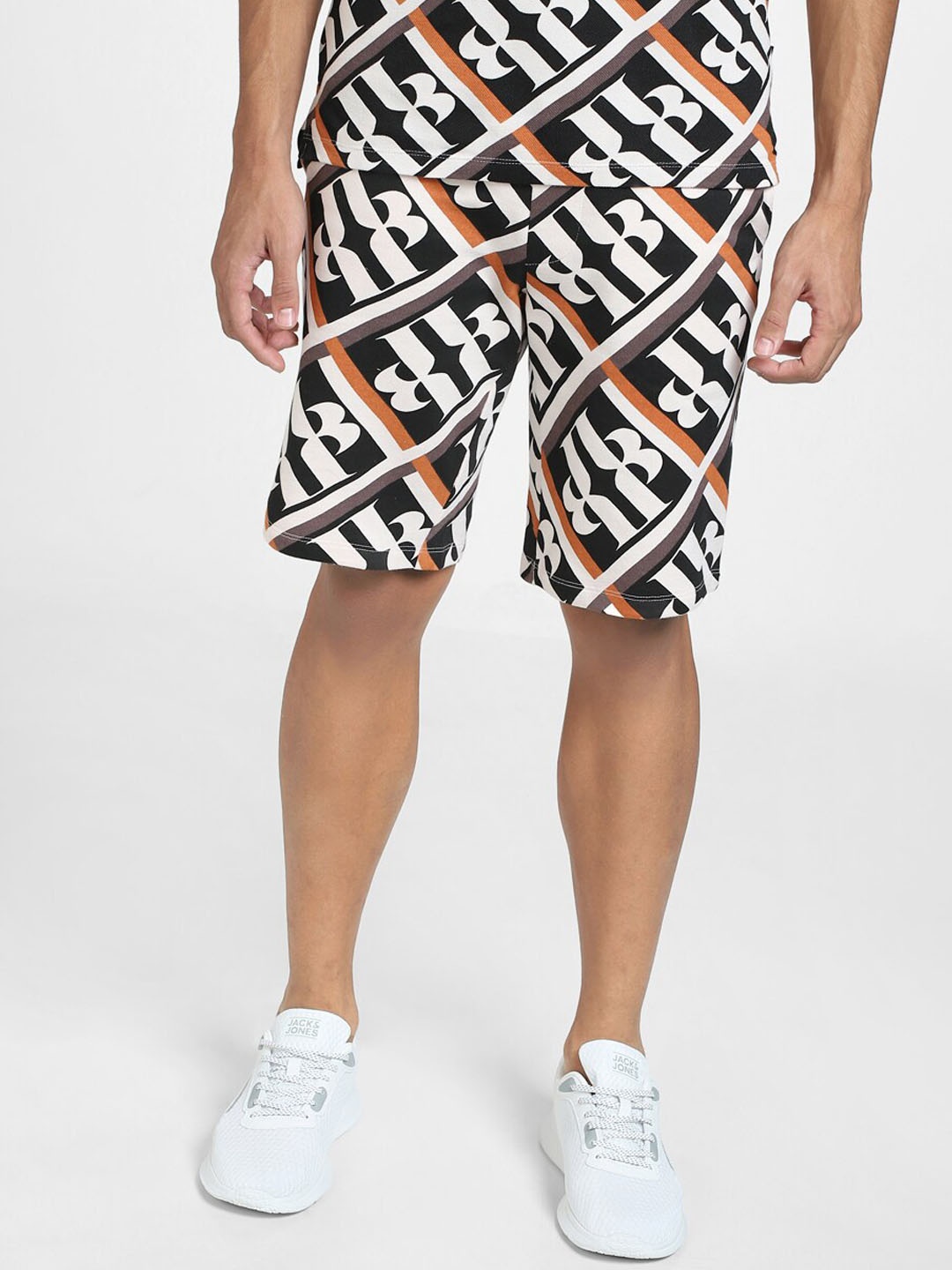 

Jack & Jones Men Printed Cotton Sports Shorts, Black
