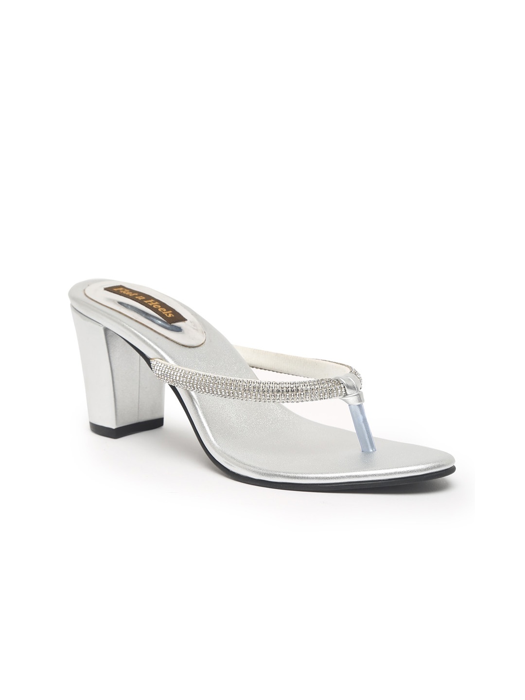 

Flat n Heels Open Back Block Heels, Silver