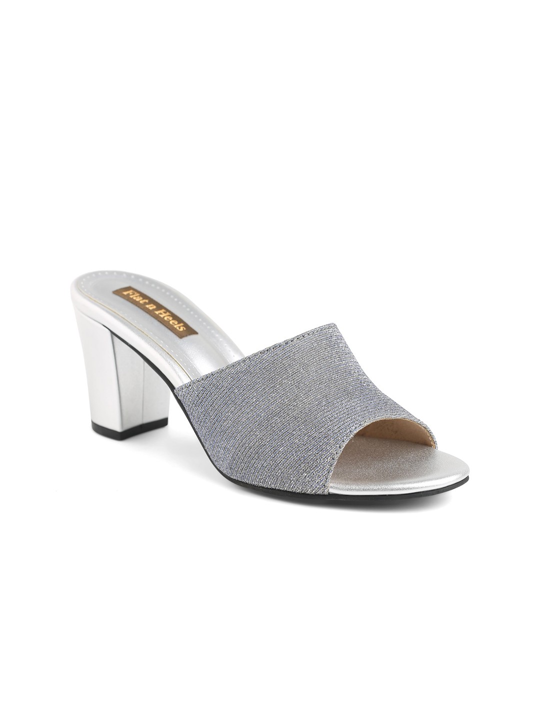 

Flat n Heels Peep Toe Block Heels, Silver