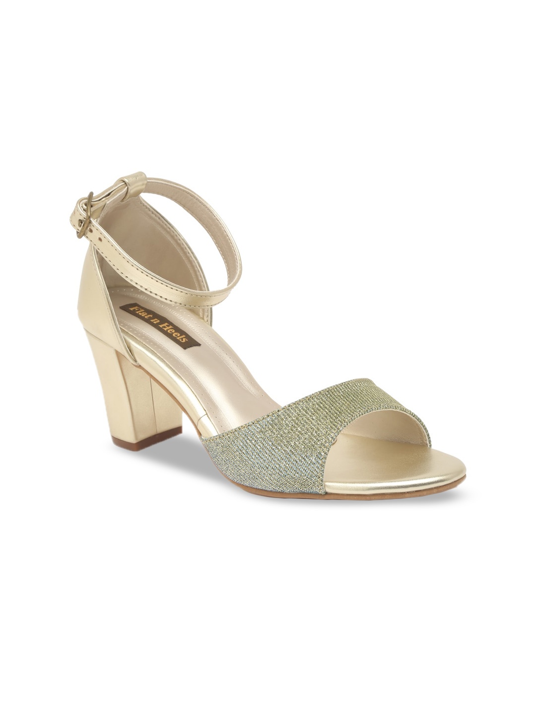 

Flat n Heels Peep Toe Block Heels, Gold