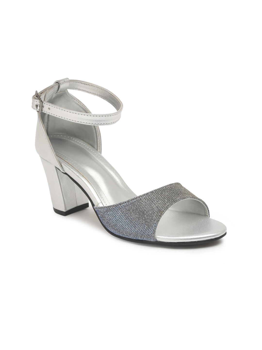 

Flat n Heels Embellished Block Heels with Buckles, Silver