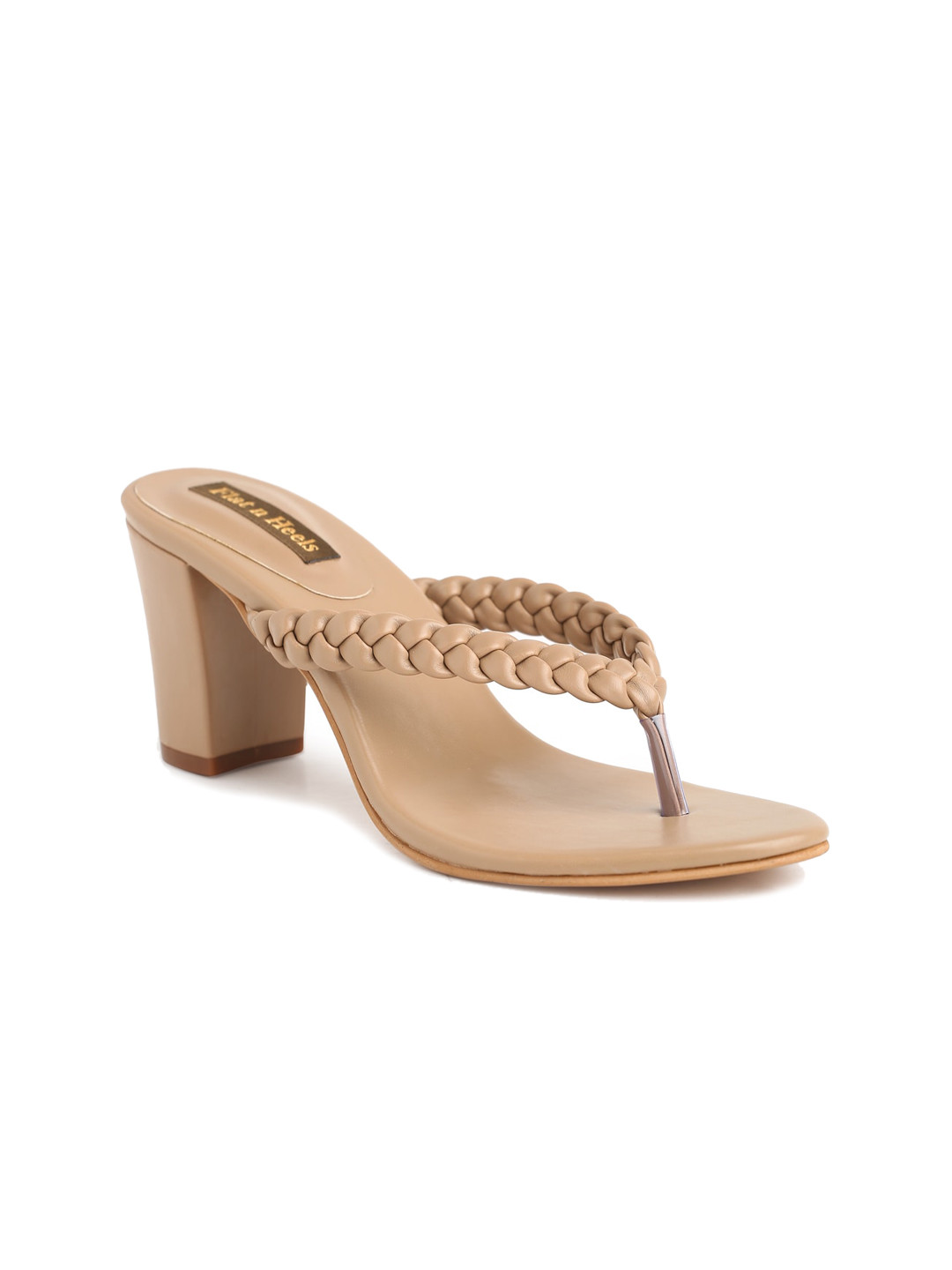 

Flat n Heels Open Back Block Heels, Beige