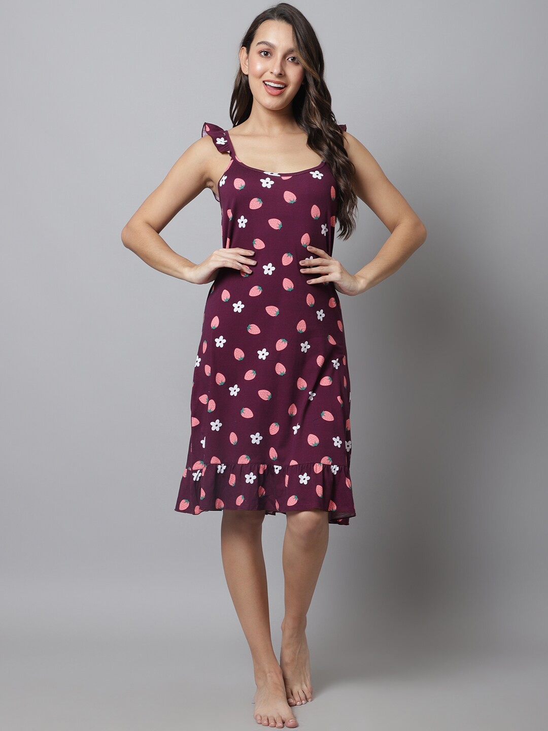

Kanvin Conversational Printed Nightdress, Purple