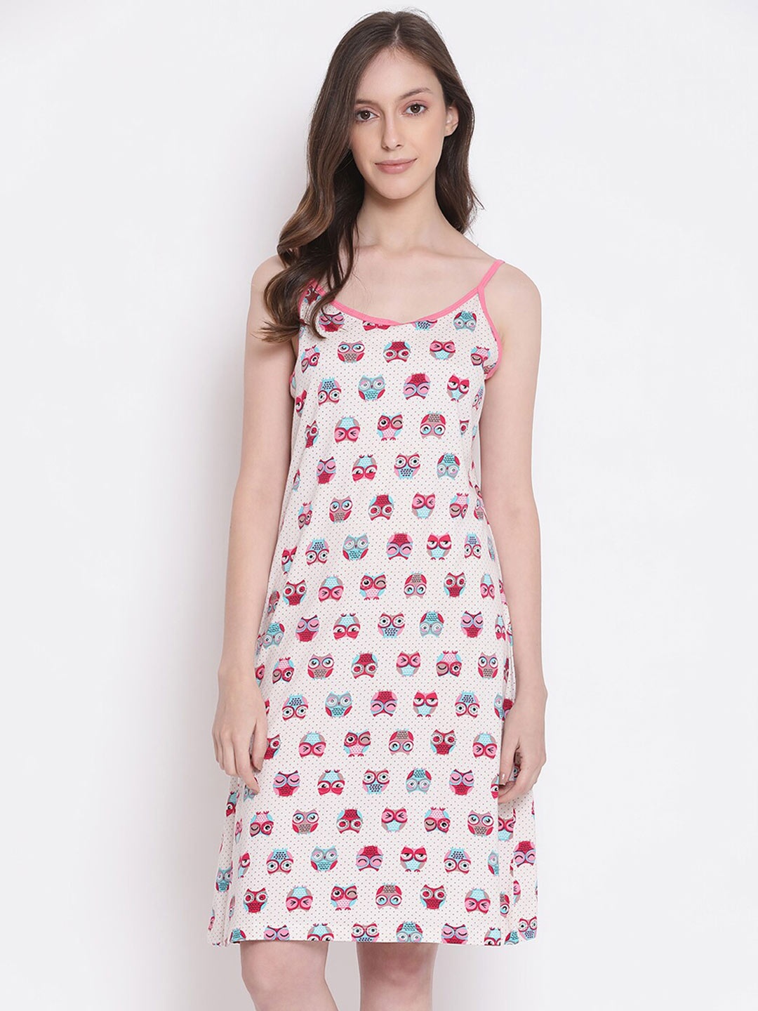 

Kanvin Conversational Printed Pure Cotton Nightdress, Off white