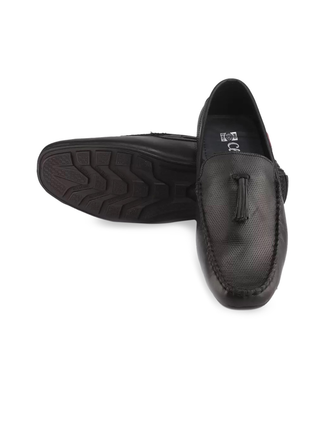

Red Chief Men Textured Leather Square Toe Tassel Loafers, Black