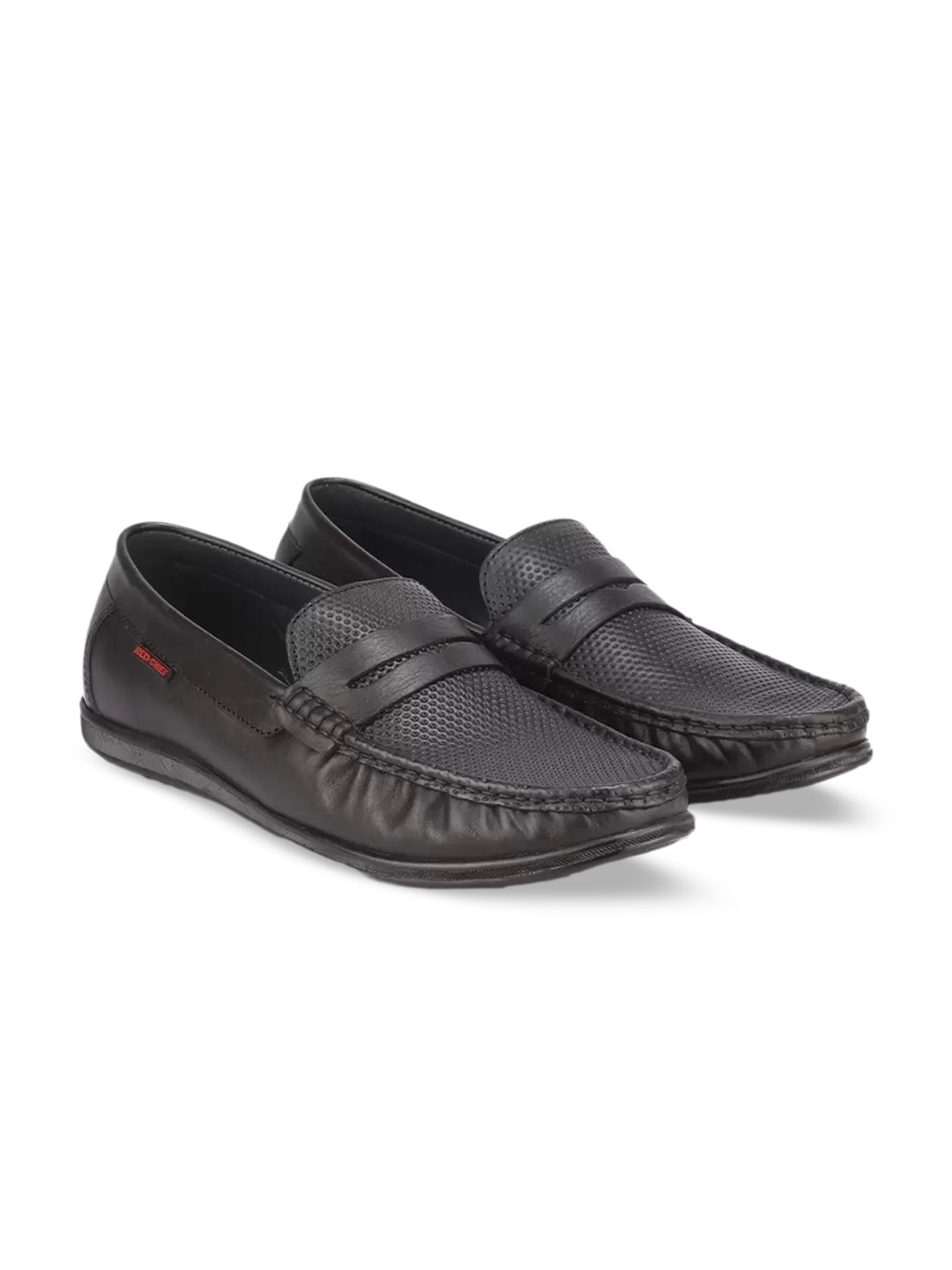 

Red Chief Men Textured Leather Loafers, Black