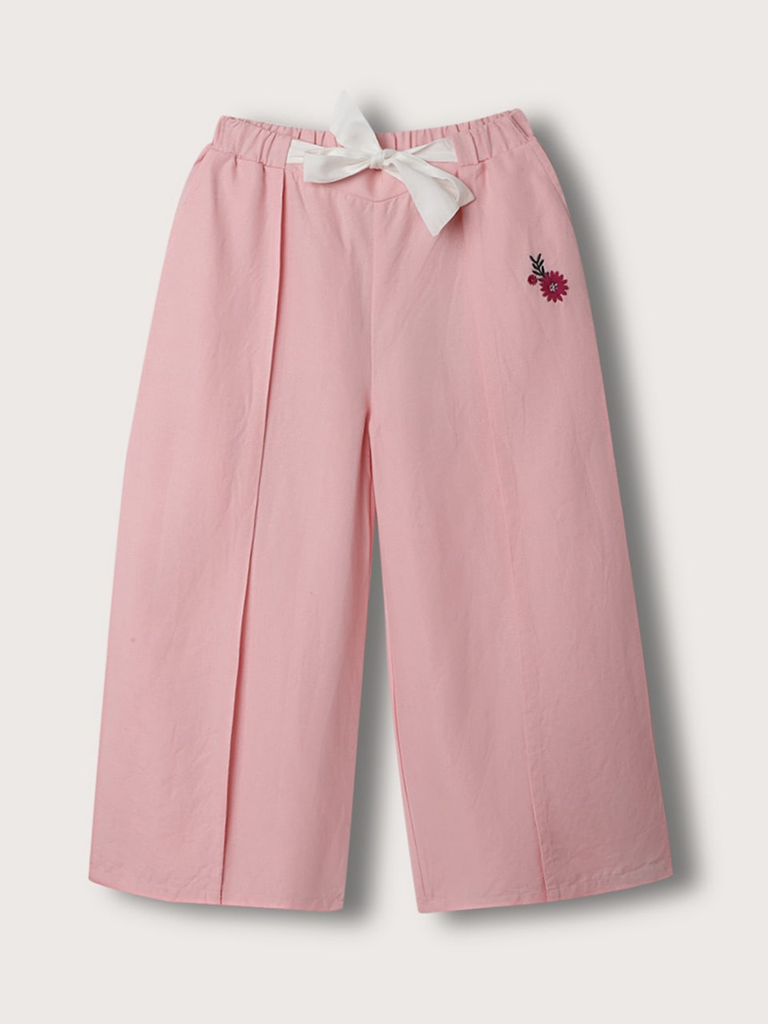 

Blue Giraffe Girls Linen Cotton Culottes Trousers, Pink