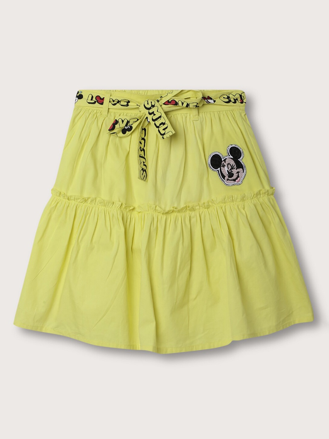 

Blue Giraffe Girls Mickey Mouse Pure Cotton Knee-Length Tiered Skirt, Green