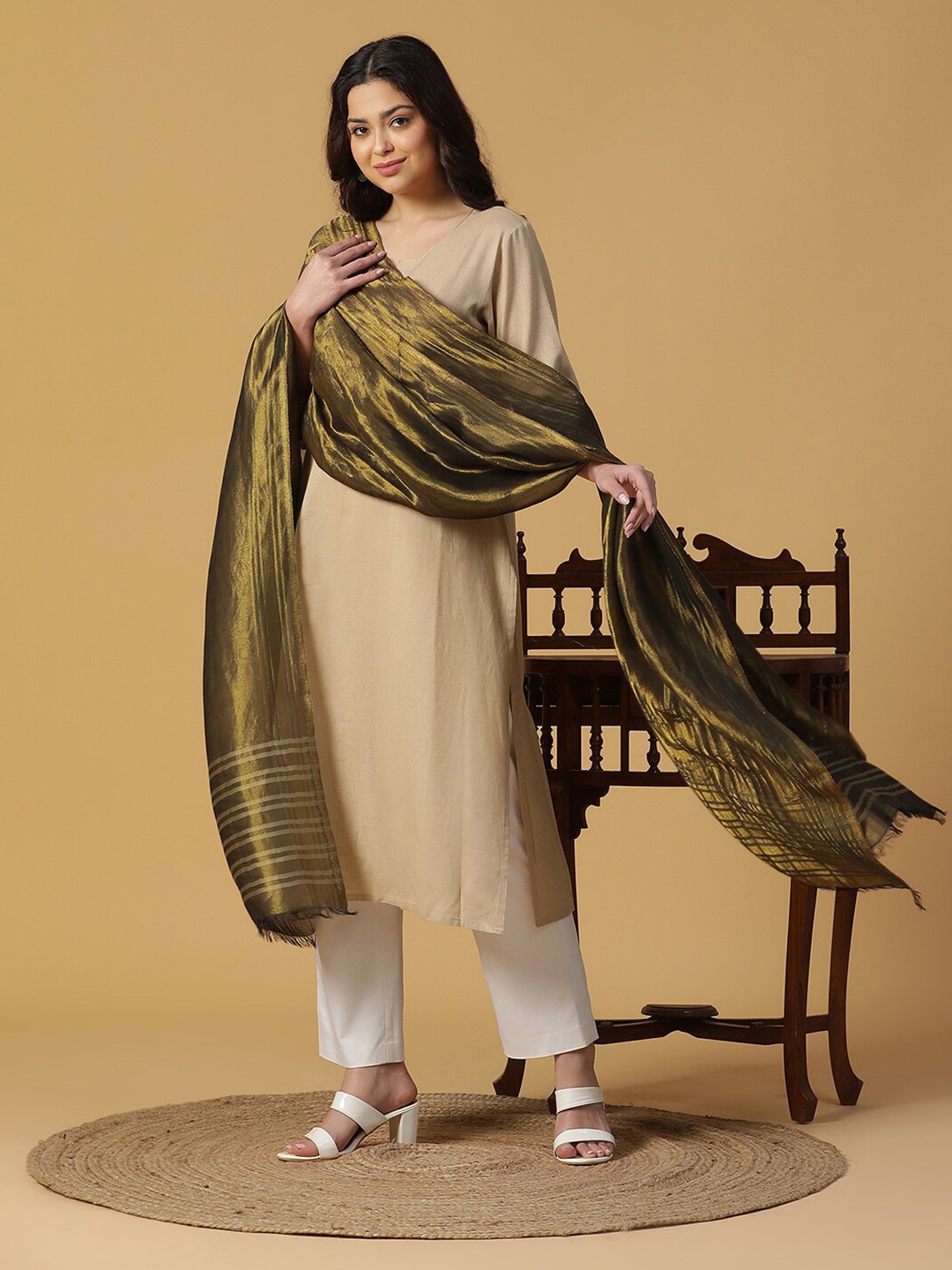 

SHINGORA Women Jacquard Dupatta, Copper