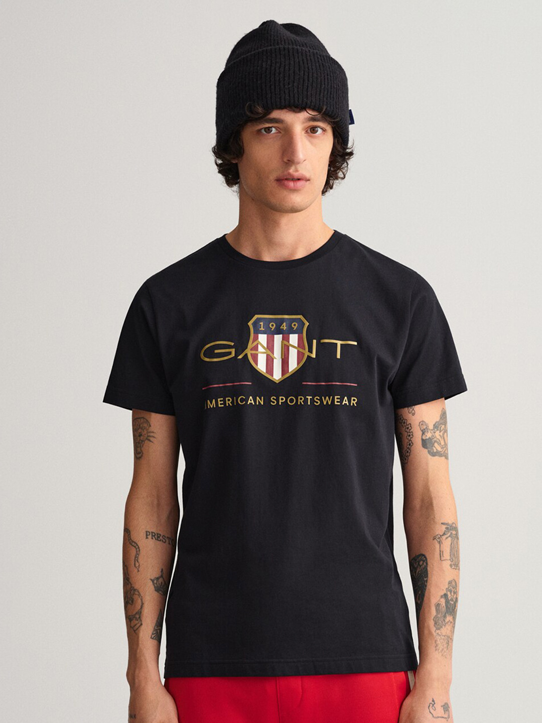 

GANT Men Typography Printed Cotton T-shirt, Black