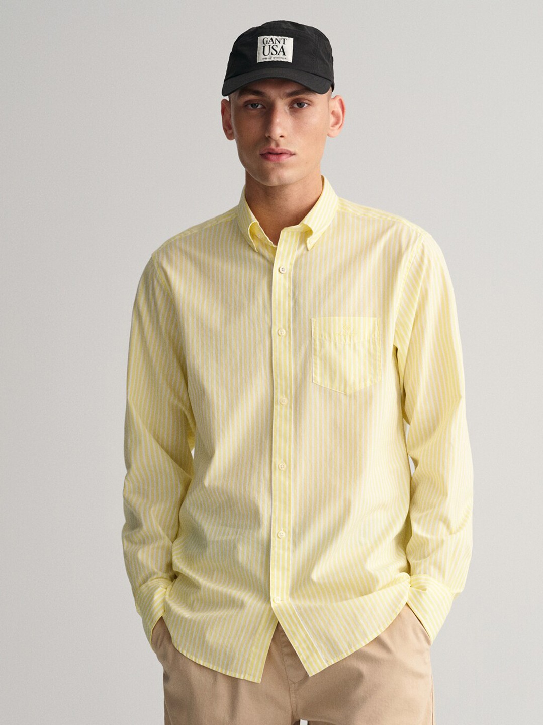 

GANT Comfort Striped Button Down Collar Cotton Casual Shirt, Yellow