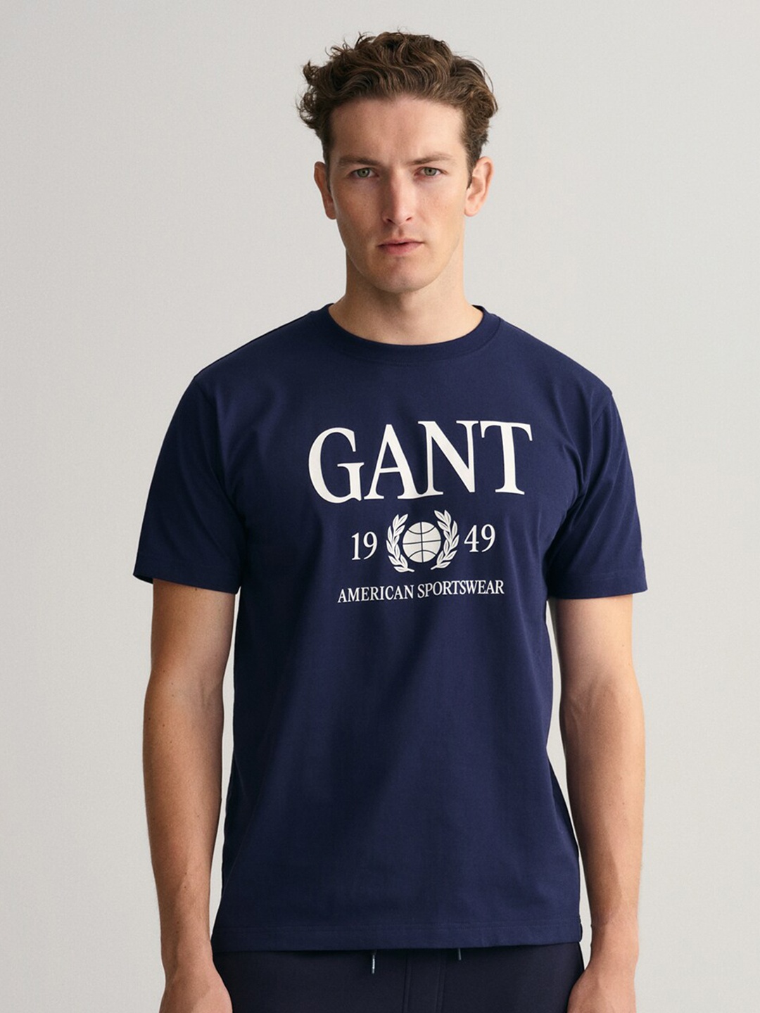 

GANT Typography Printed Cotton T-shirt, Navy blue