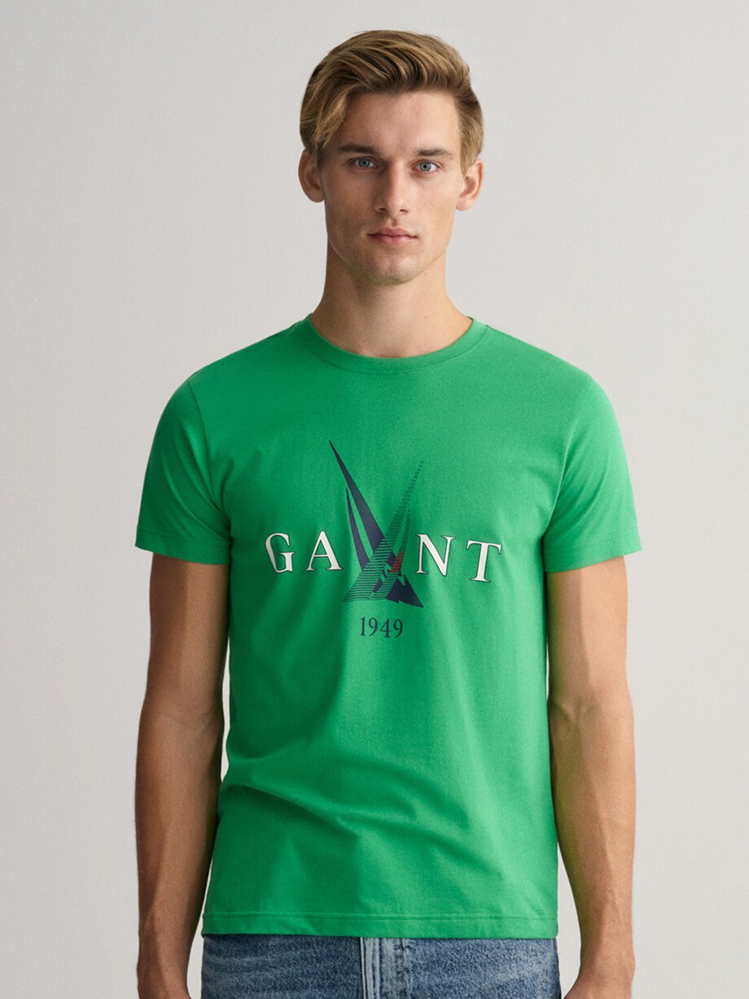

GANT Men Round Neck Typography Printed Cotton T-shirt, Green