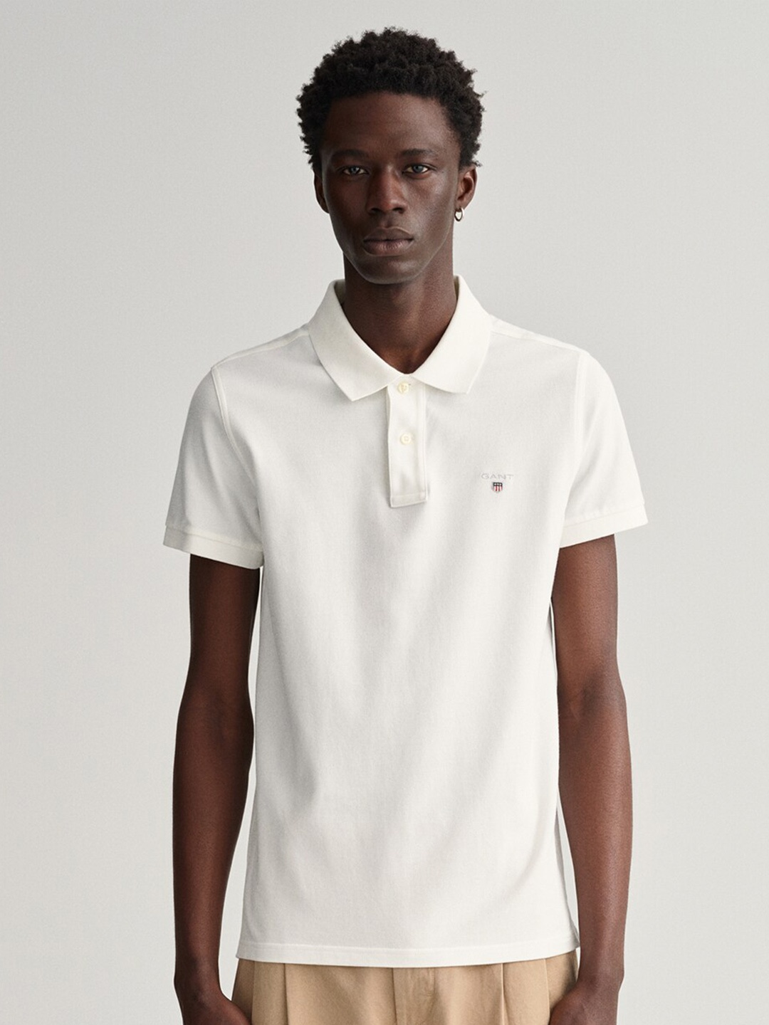 

GANT Polo Collar Cotton Slim Fit T-shirt, White