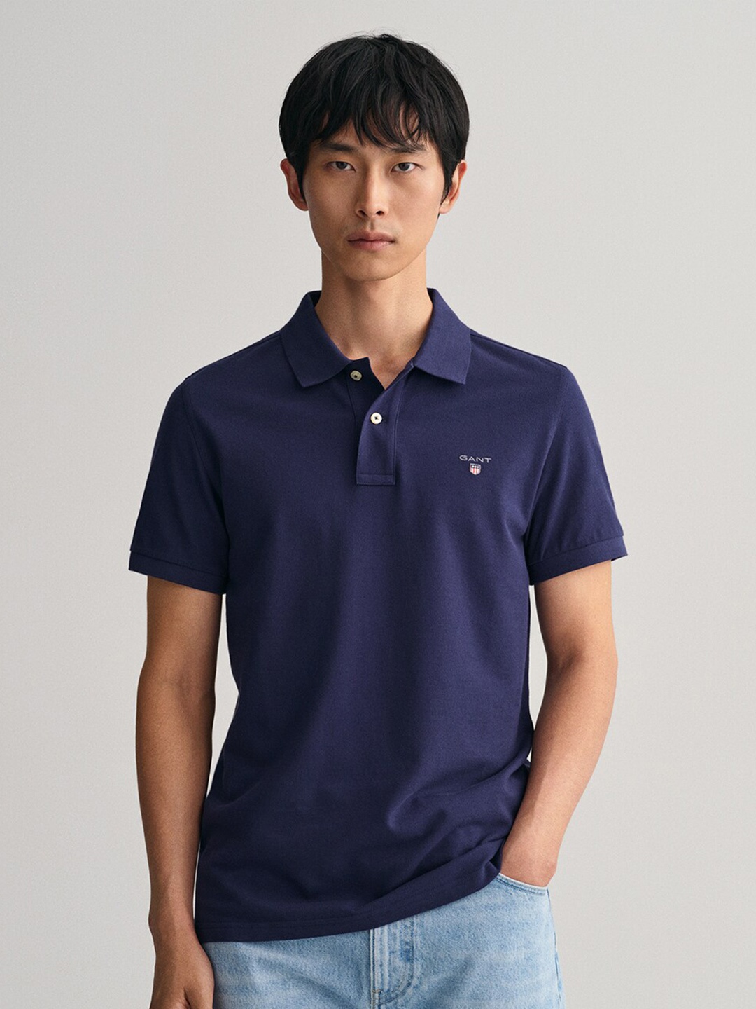 

GANT Polo Collar Cotton T-shirt, Navy blue