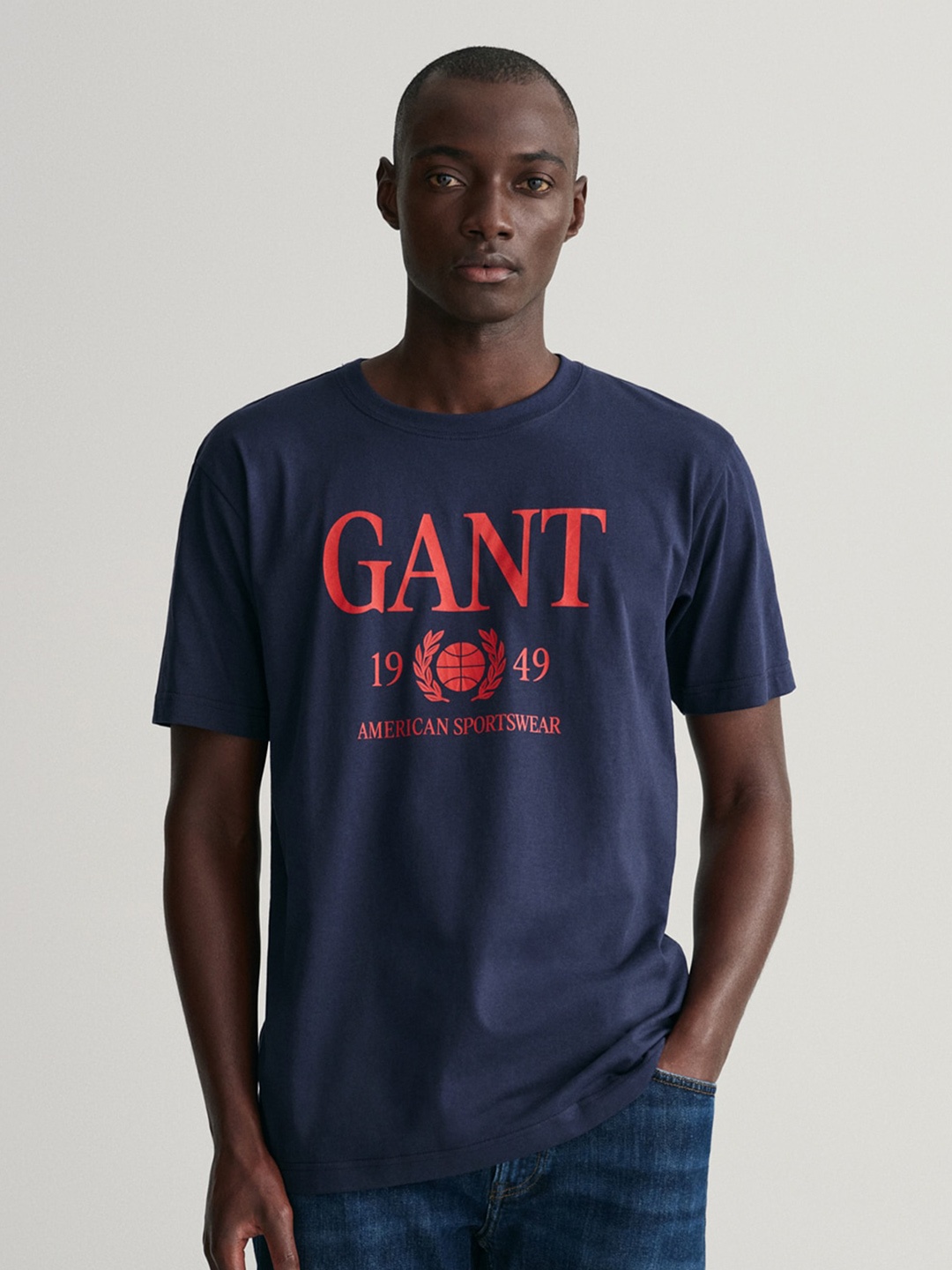 

GANT Typography Printed Cotton T-shirt, Navy blue