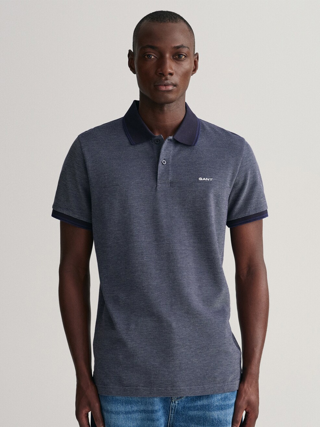 

GANT Polo Collar Cotton T-shirt, Blue