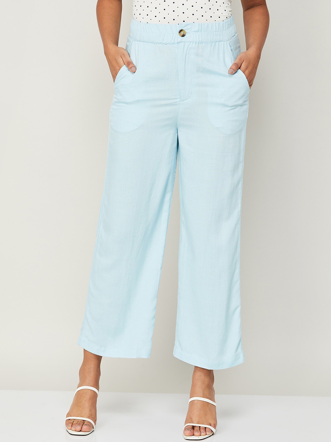 

CODE by Lifestyle Women High-Rise Straight Fit Parallel Trousers, Blue