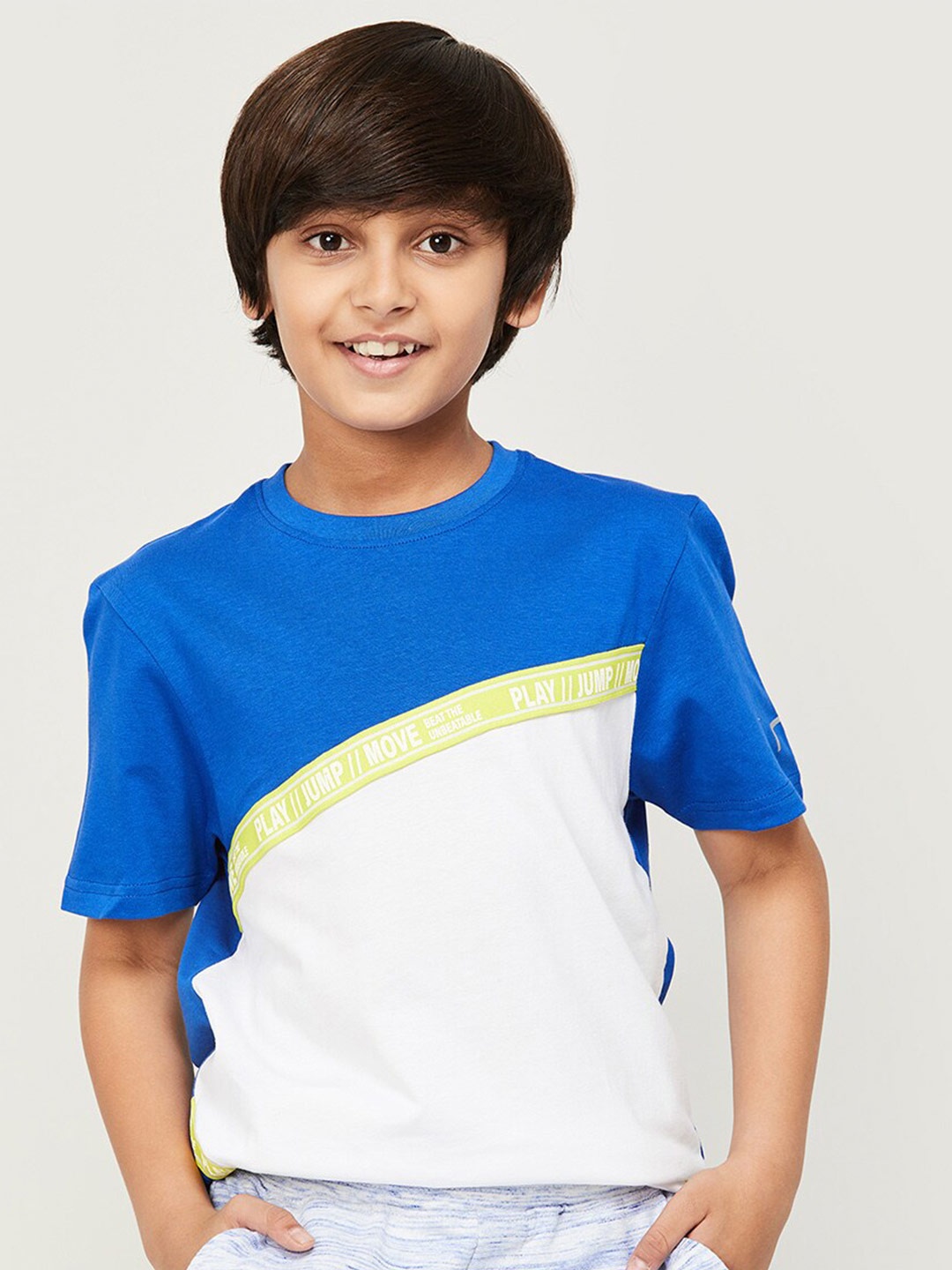 

Fame Forever by Lifestyle Boys Colourblocked Pure Cotton T-shirt, White