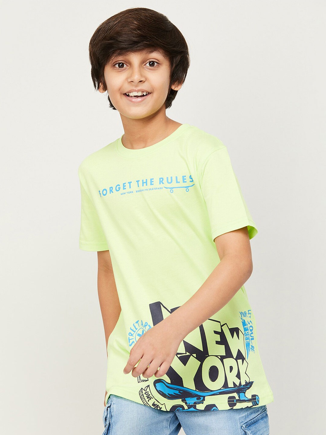

Fame Forever by Lifestyle Boys Typography Printed Pure Cotton T-shirt, Fluorescent green