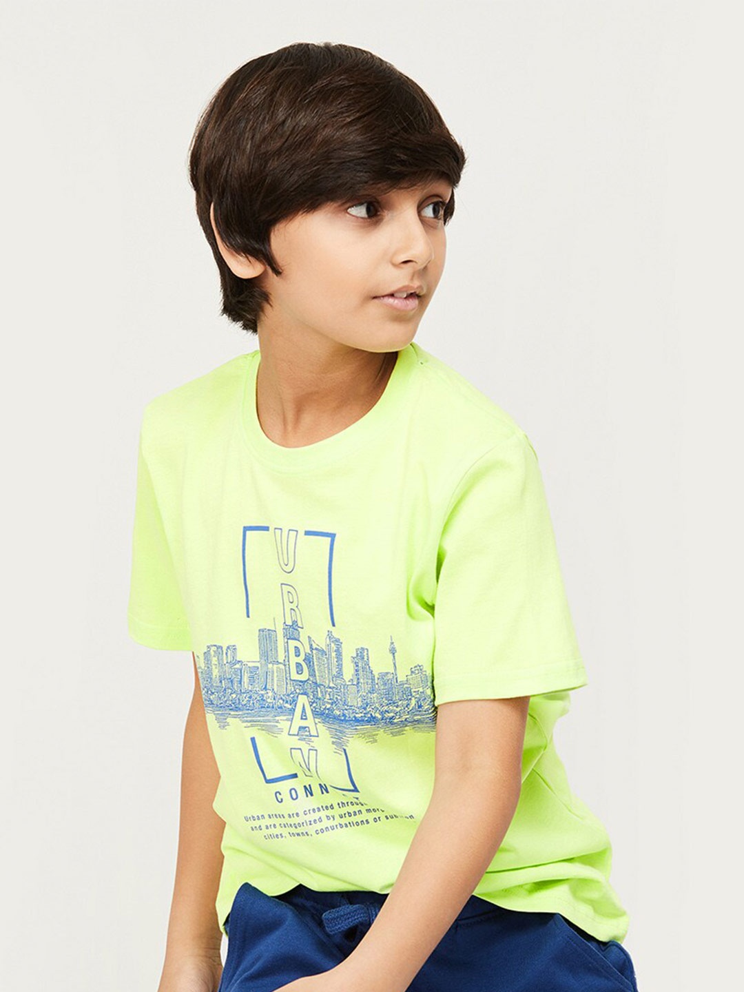 

Fame Forever by Lifestyle Boys Printed Pure Cotton T-shirt, Lime green