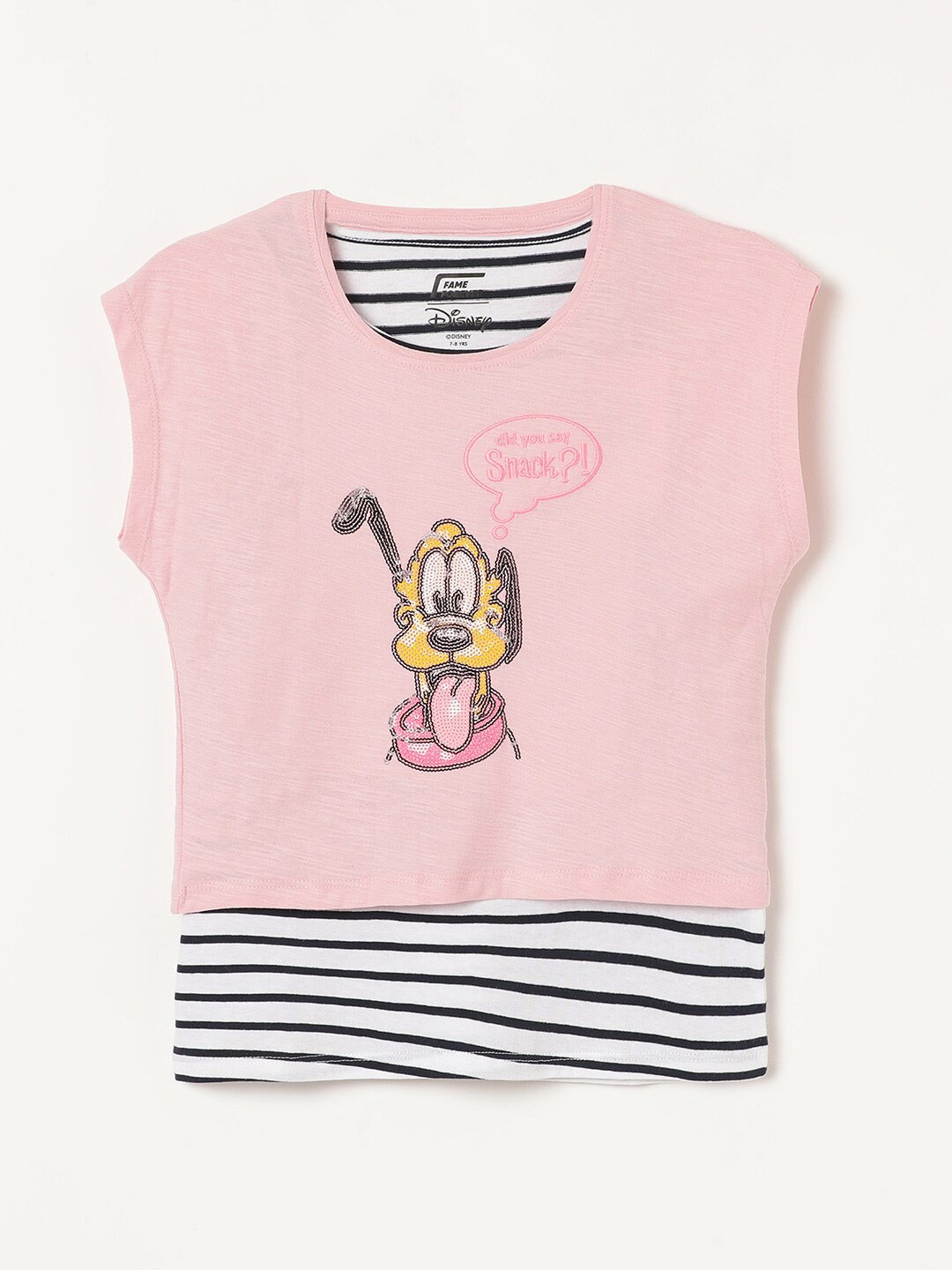 

Fame Forever by Lifestyle Girls Pluto Printed Pure Cotton T-shirt, Pink