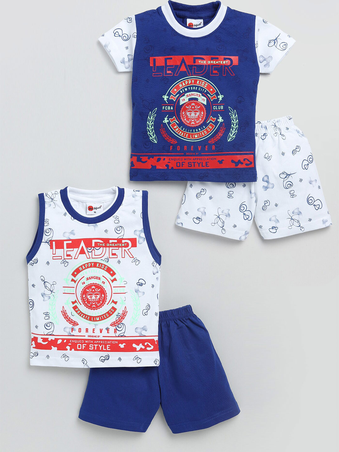 

Mars Infiniti Boys Pack Of 2 Pure Cotton Printed T-shirt with Shorts, Blue