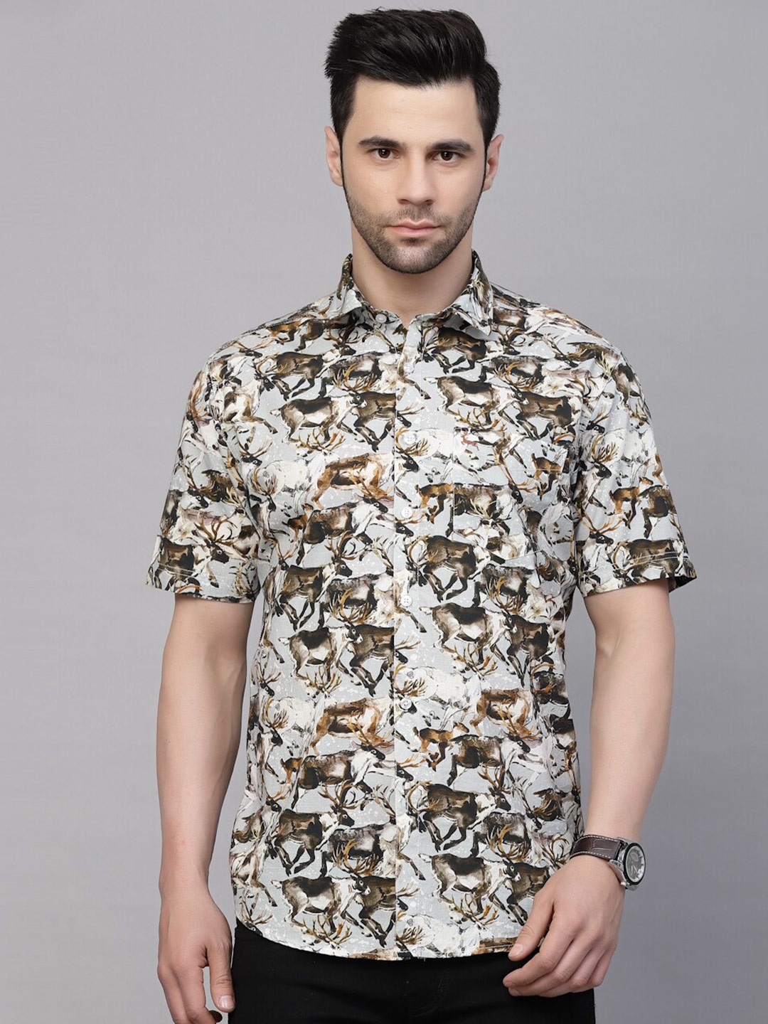 

VALBONE Classic Printed Casual Shirt, Beige