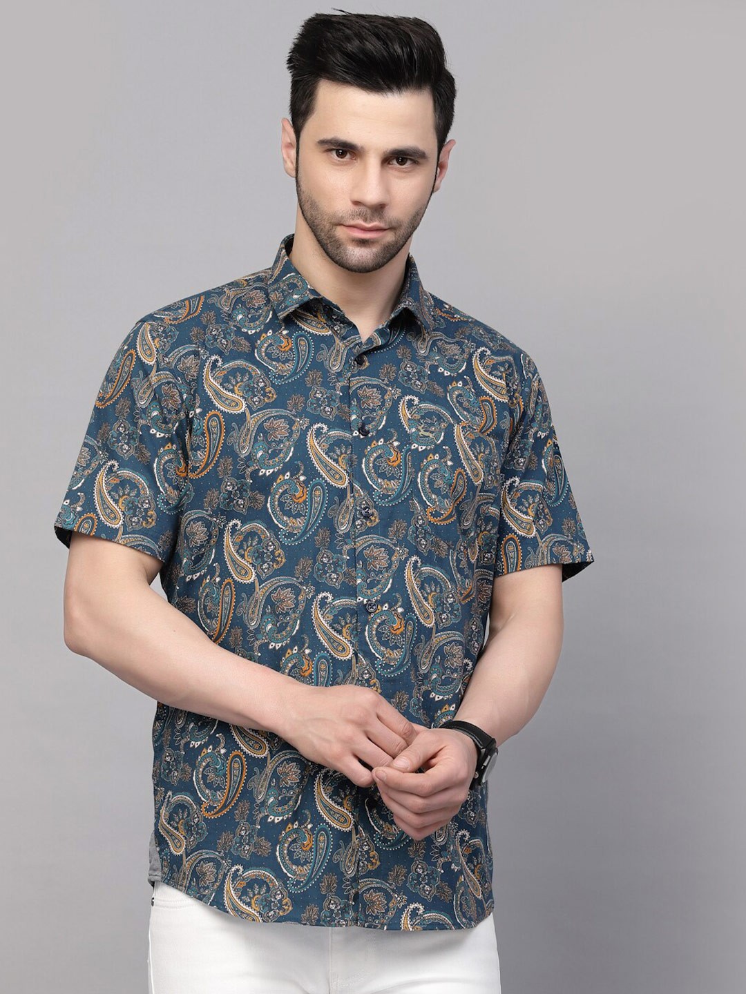 

VALBONE Classic Printed Cotton Casual Shirt, Multi