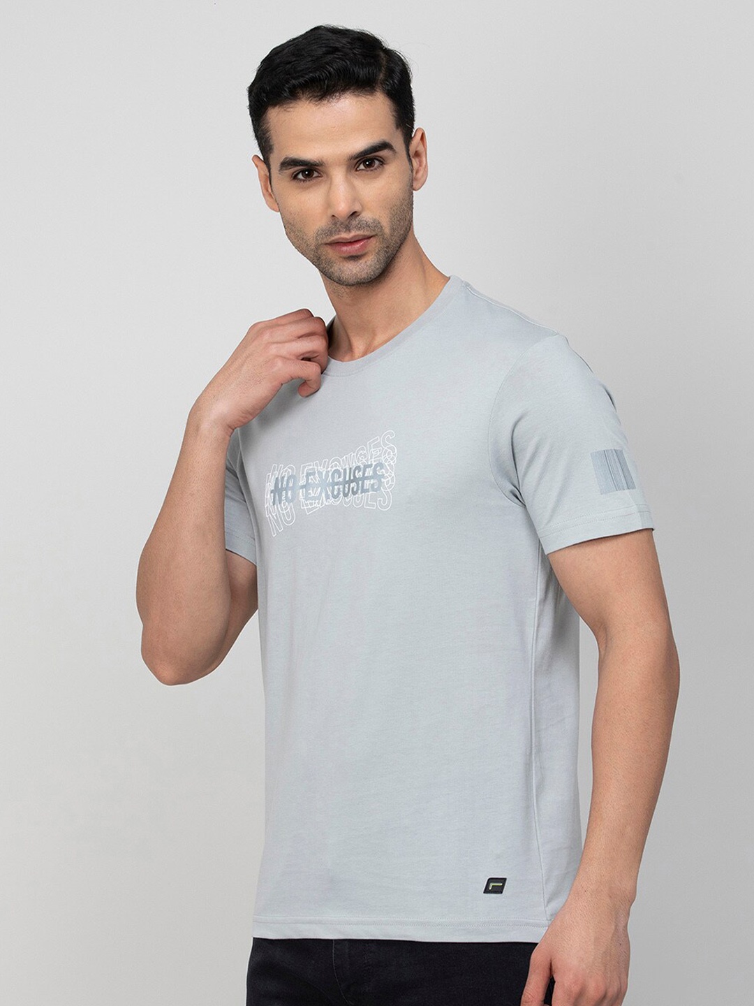 Fame Forever by Lifestyle Henley Neck Training or Gym T-shirt, Grey