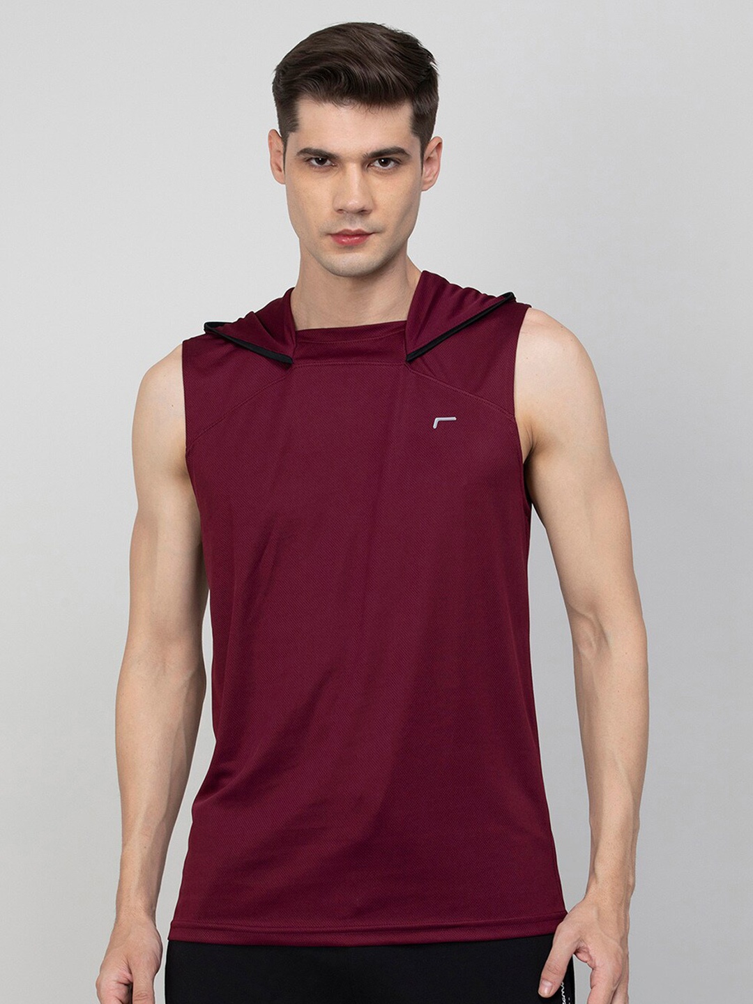 

Fame Forever by Lifestyle Sleeveless Hooded Training or Gym T-shirt, Maroon