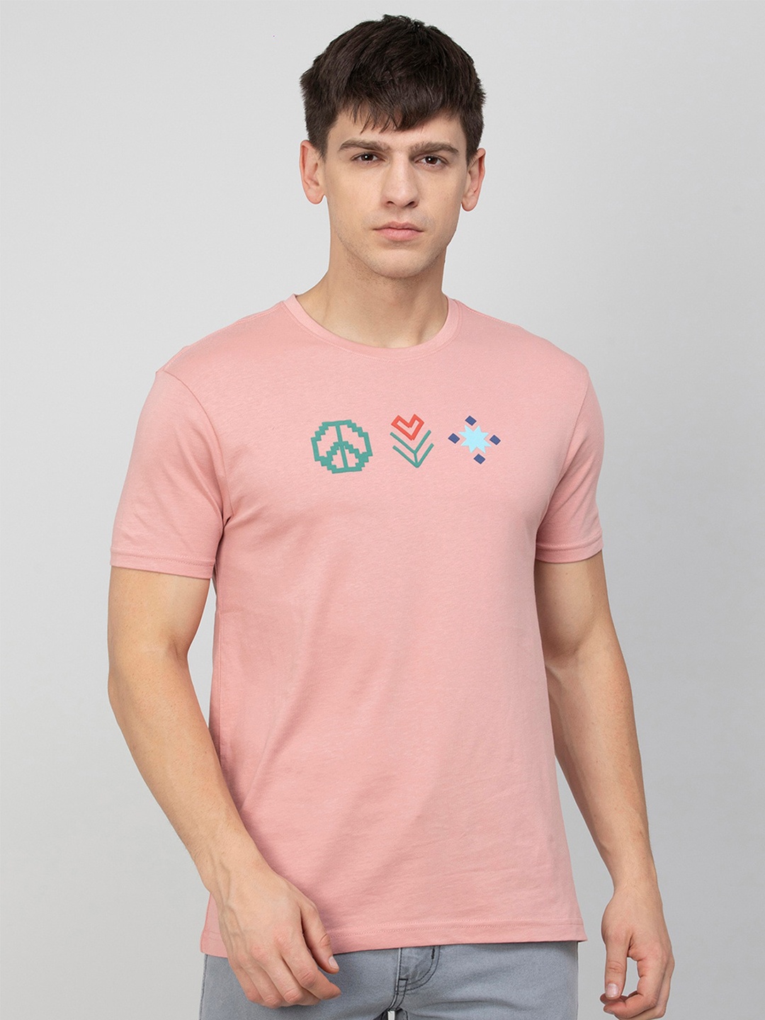 

Fame Forever by Lifestyle Geometric Printed Cotton T-shirt, Pink