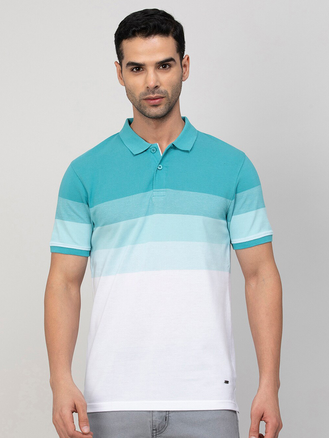 

Fame Forever by Lifestyle Striped Polo Collar Slim Fit T-shirt, Blue