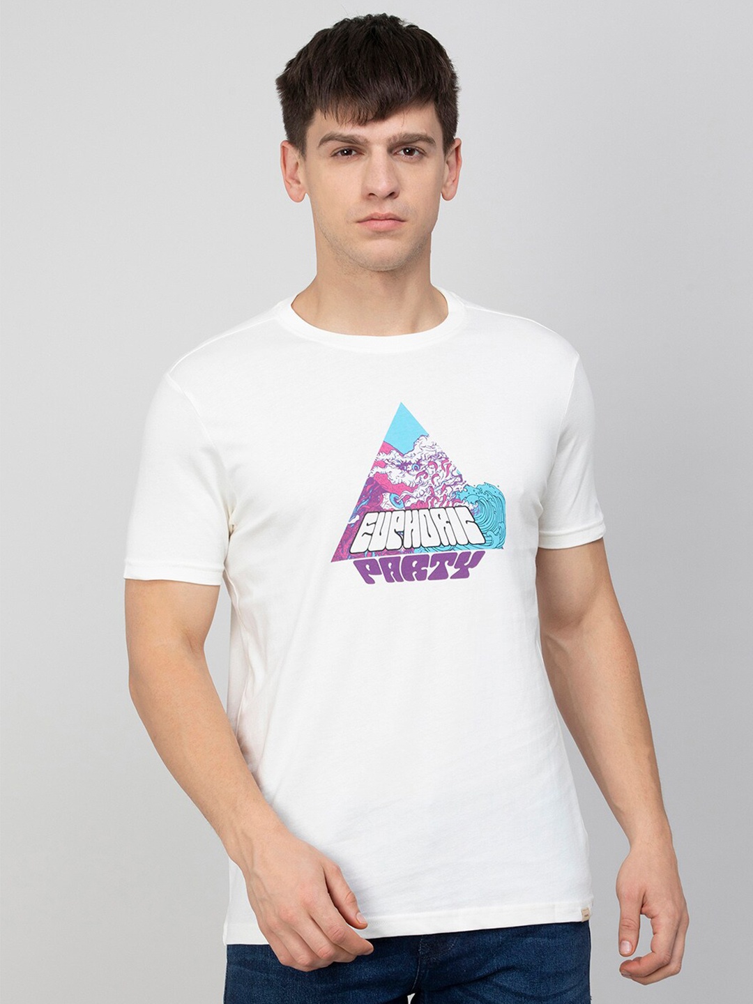 

Forca Graphic Printed Cotton T-shirt, White