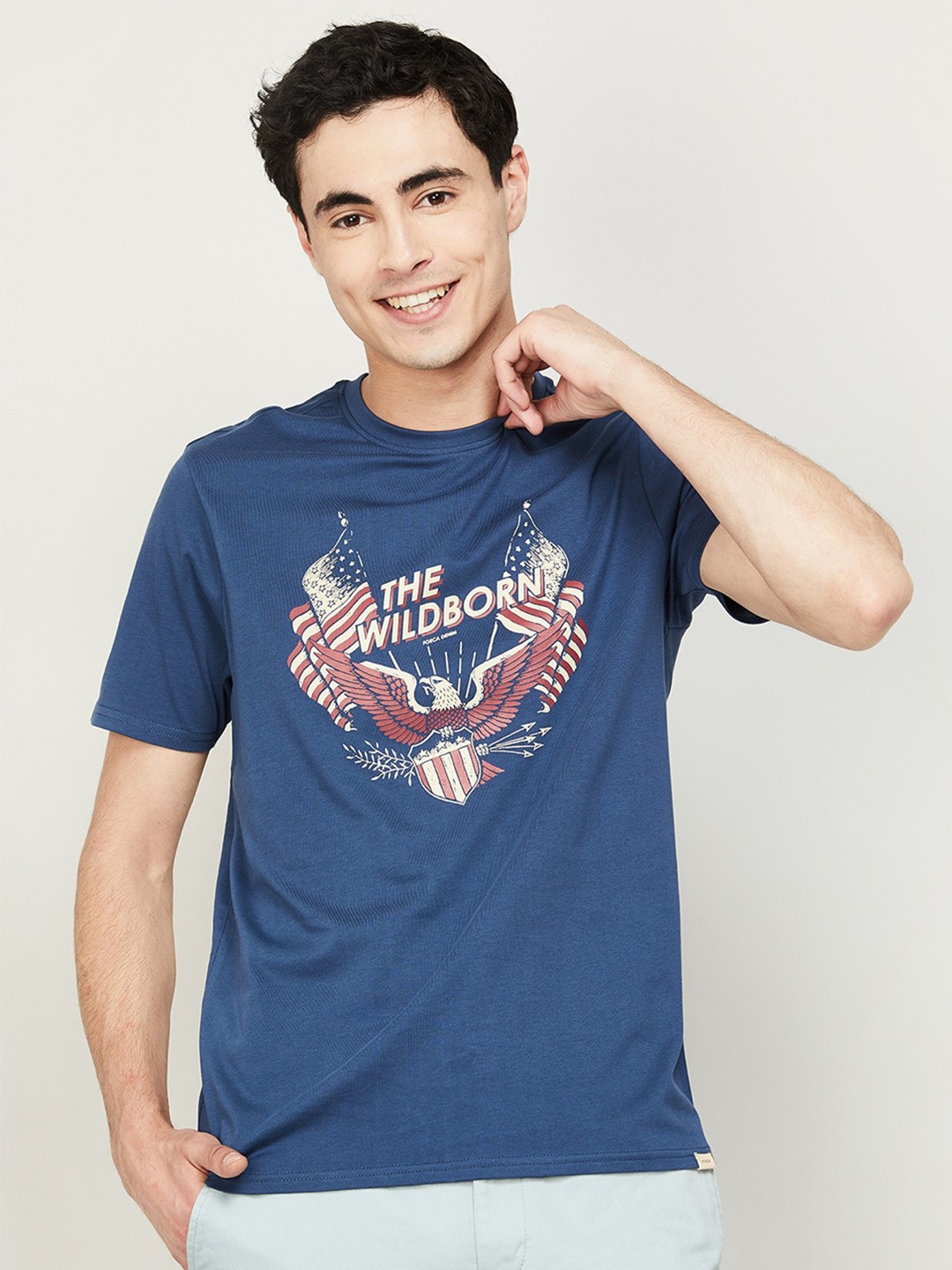 

Forca Graphic Printed Cotton T-shirt, Blue