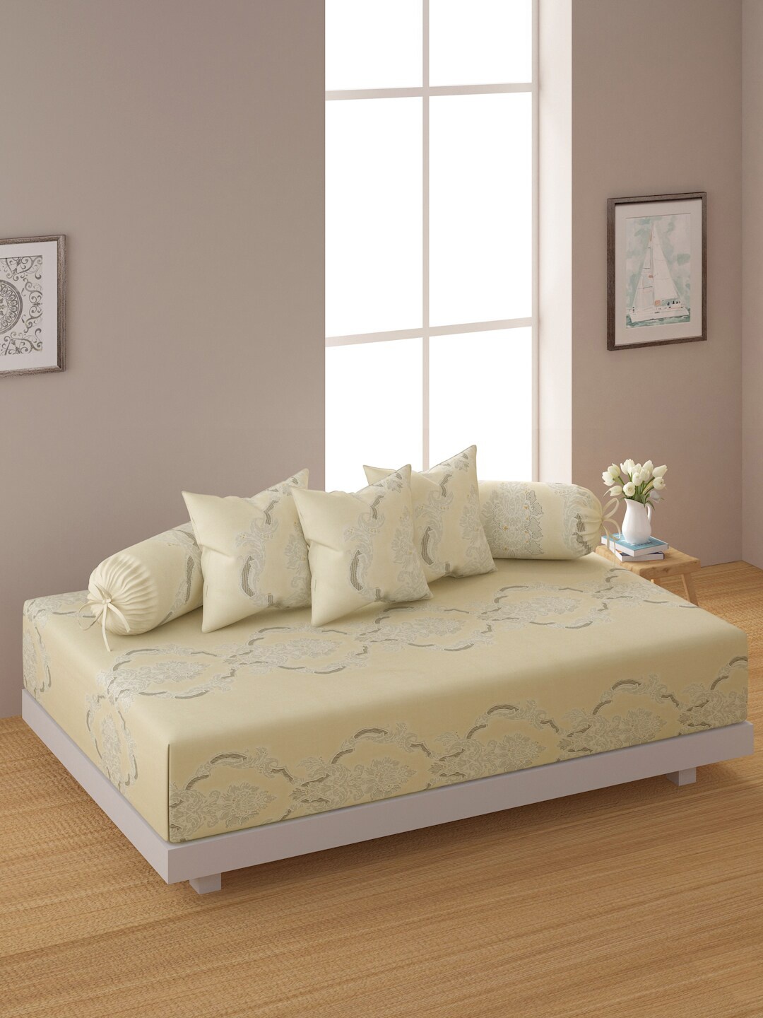 

Swayam Sunkissed Elegance 6PC Diwan Set Ethnic Motif 200TC Cotton Bedding, Yellow