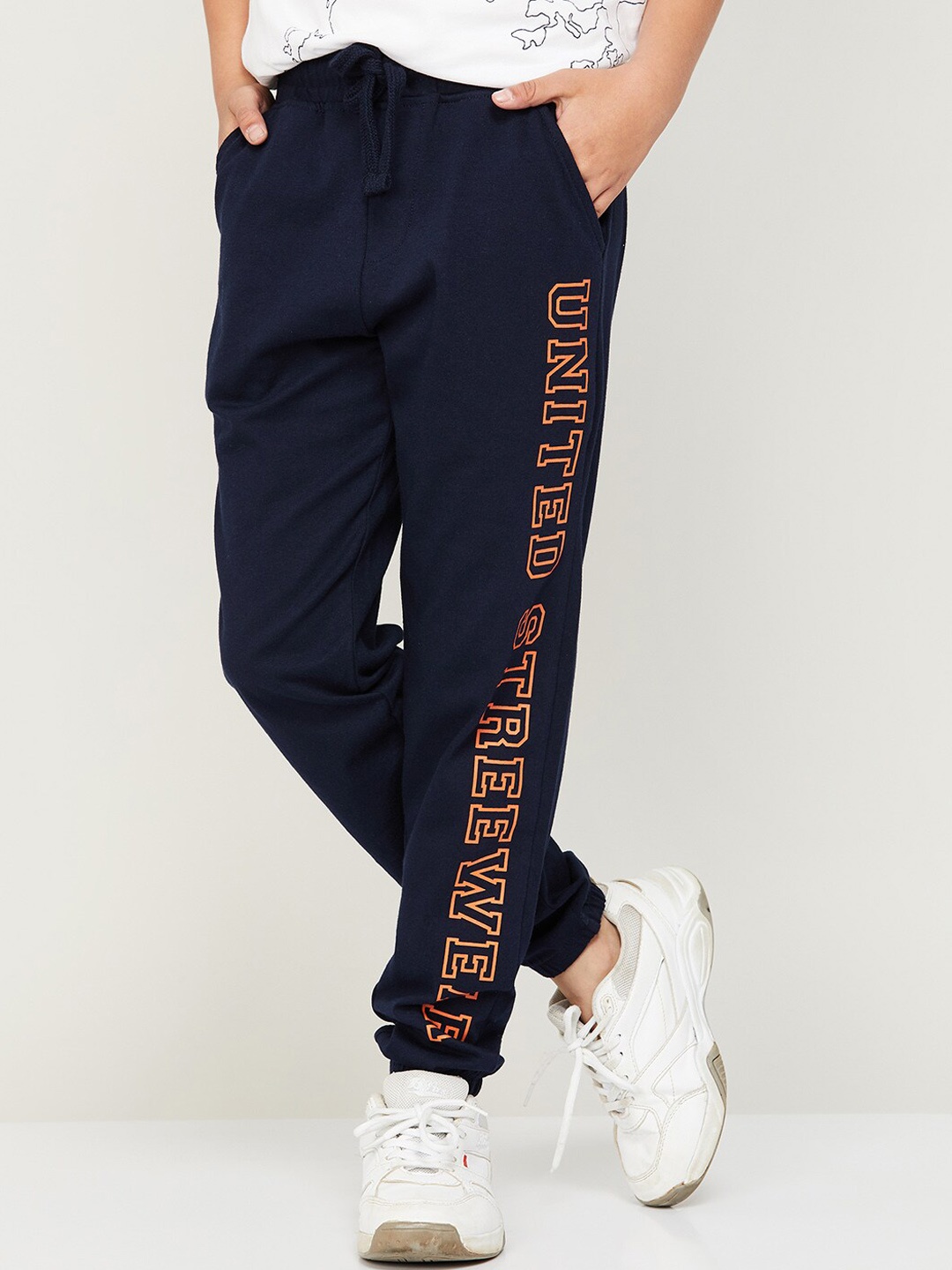 

Fame Forever by Lifestyle Boys Printed Pure Cotton Joggers, Navy blue