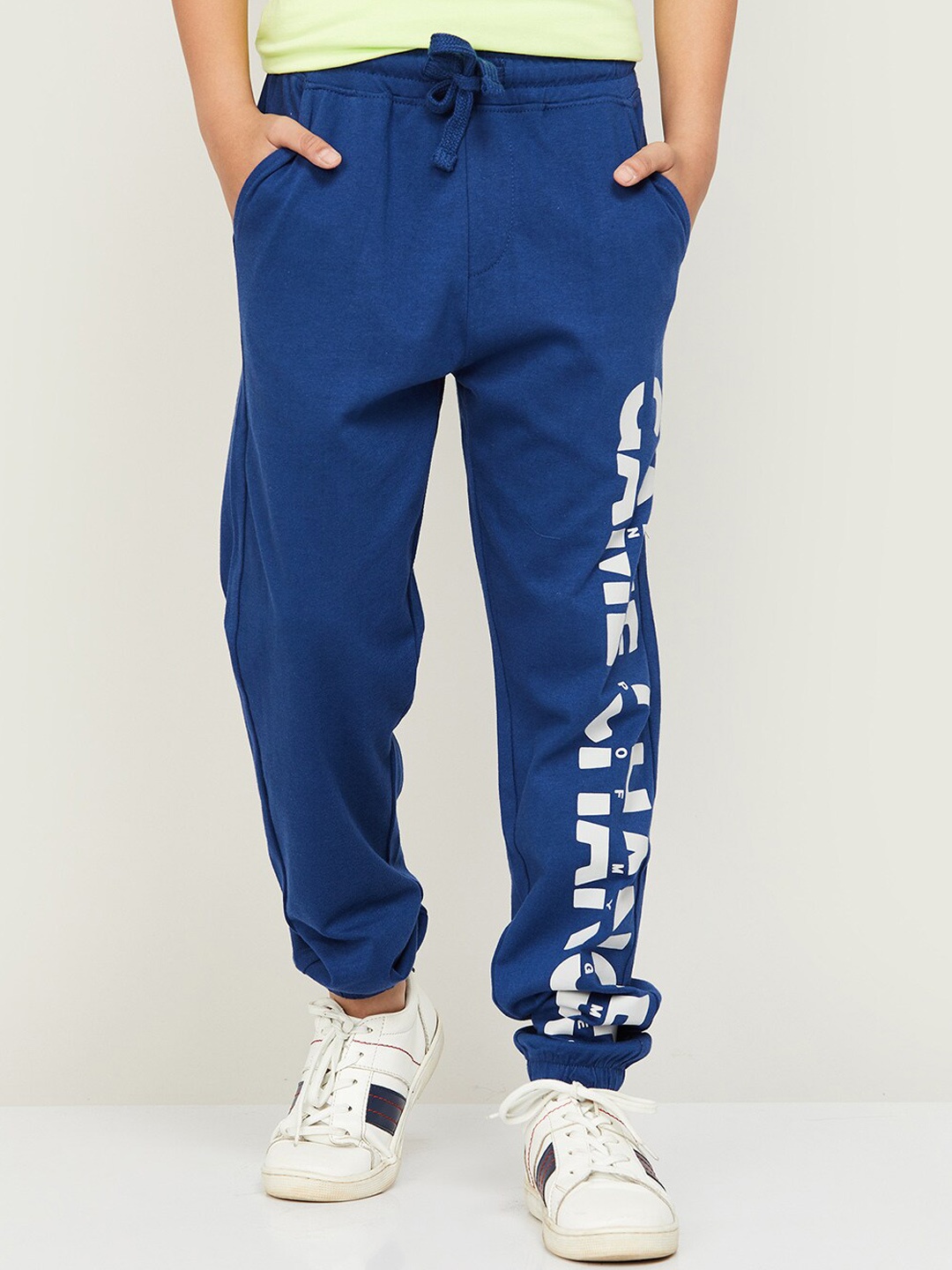 

Fame Forever by Lifestyle Boys Printed Pure Cotton Joggers, Blue