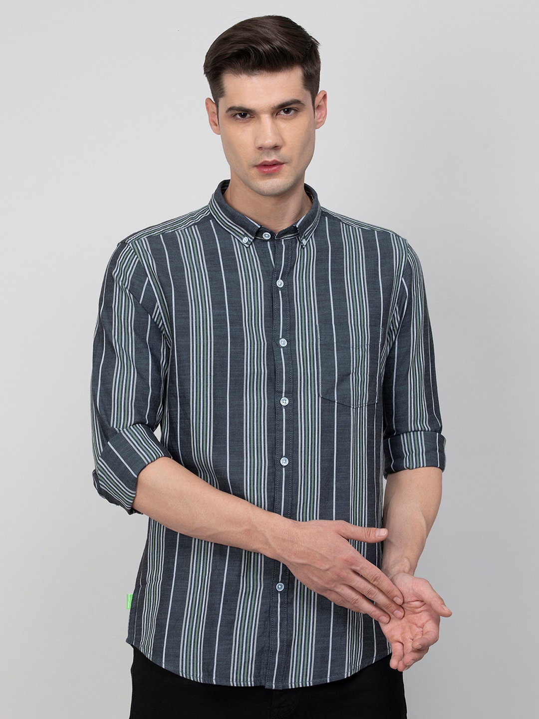 

Bossini Vertical Stripes Casual Shirt, Black