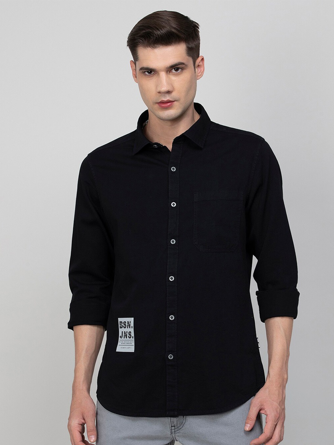 

Bossini Spread Collar Casual Shirt, Black