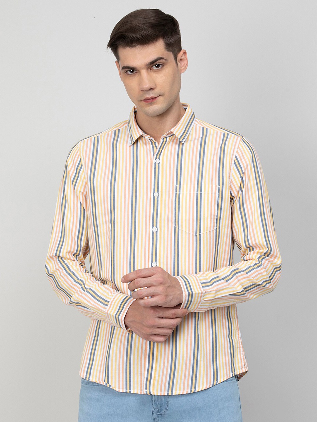

Fame Forever by Lifestyle Striped Slim Fit Casual Cotton Shirt, White