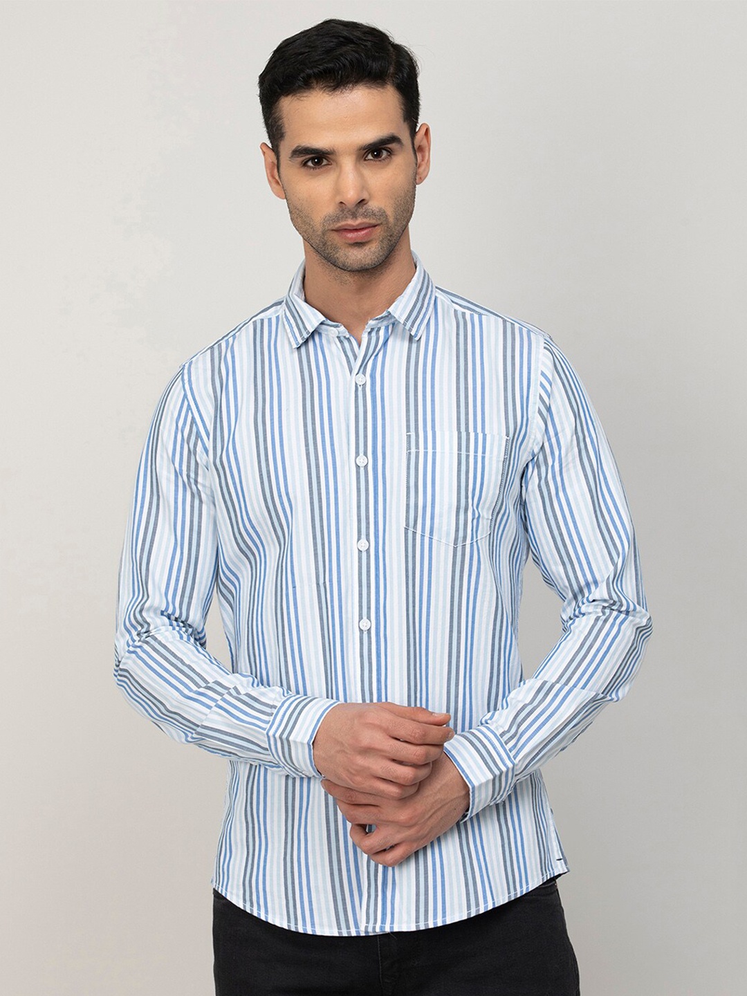 

Fame Forever by Lifestyle Striped Slim Fit Casual Cotton Shirt, White