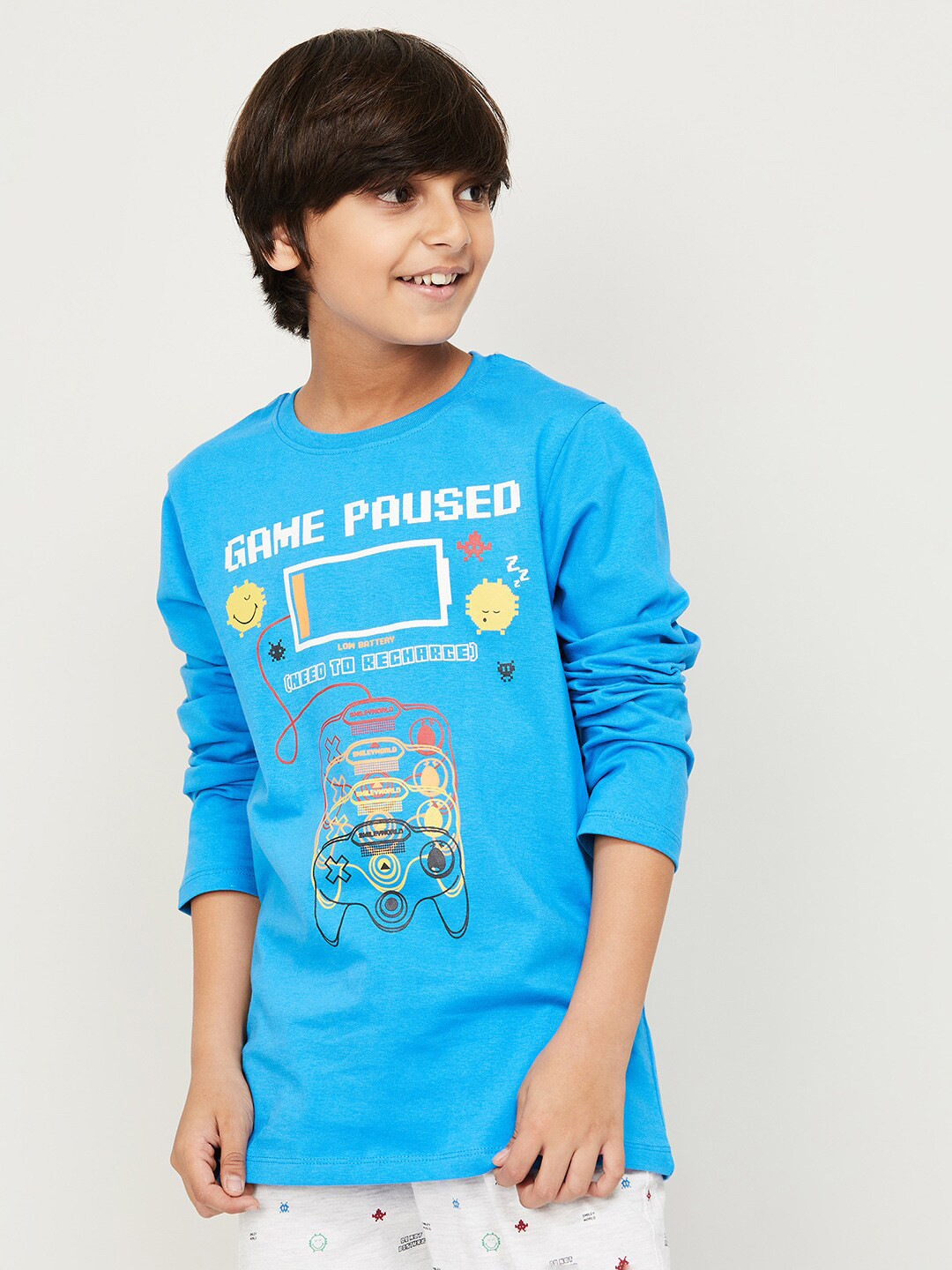 

Fame Forever by Lifestyle Boys Printed Pure Cotton T-shirt with Joggers, Blue